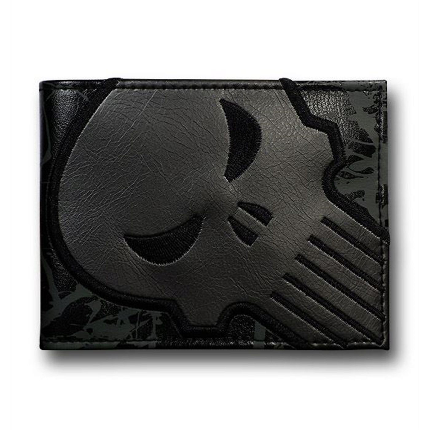 Punisher Silver Skull B-Fold Wallet, Black