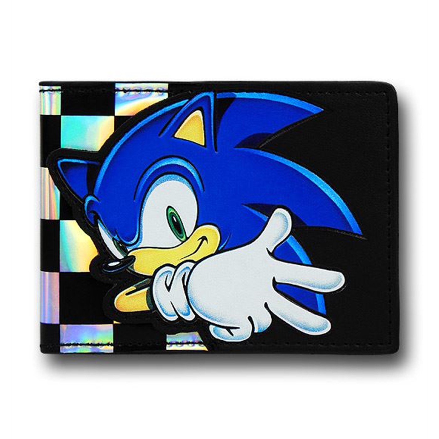 Sonic Checkered on Black Bi-Fold Wallet, Black