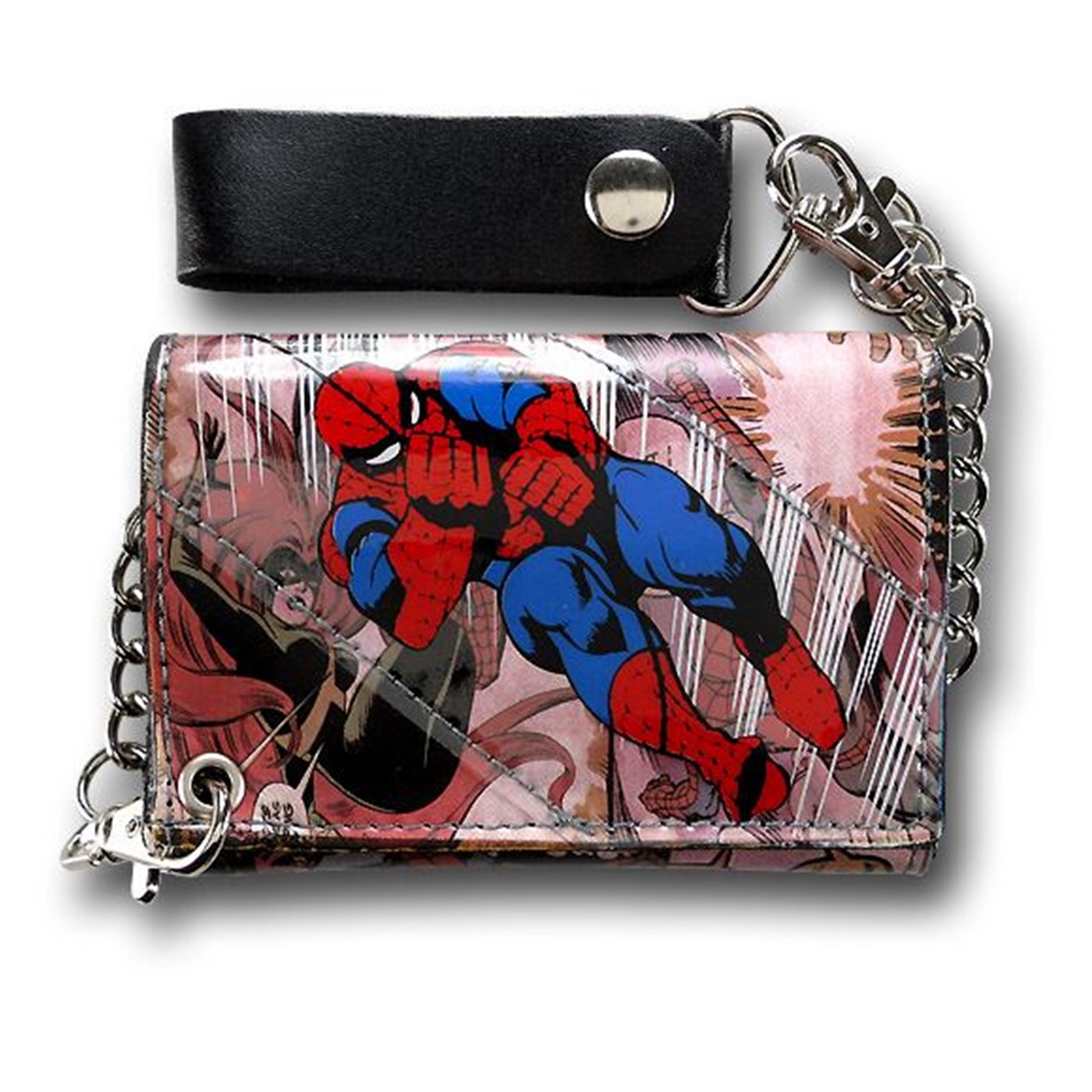 Spiderman Retro Comic Chain Wallet, Red