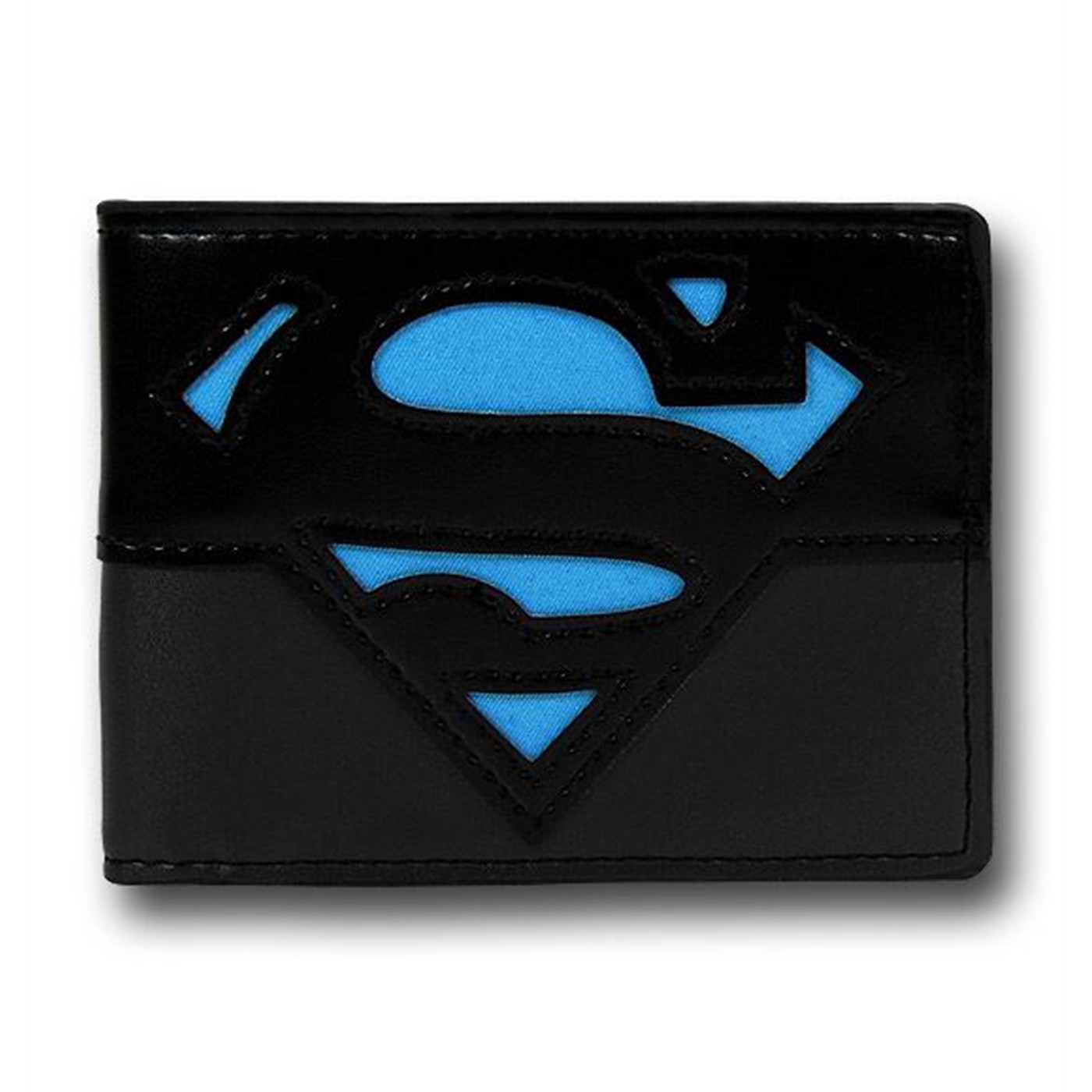 Superman Symbol Blue on Black Canvas Bi-Fold Wallet, Black
