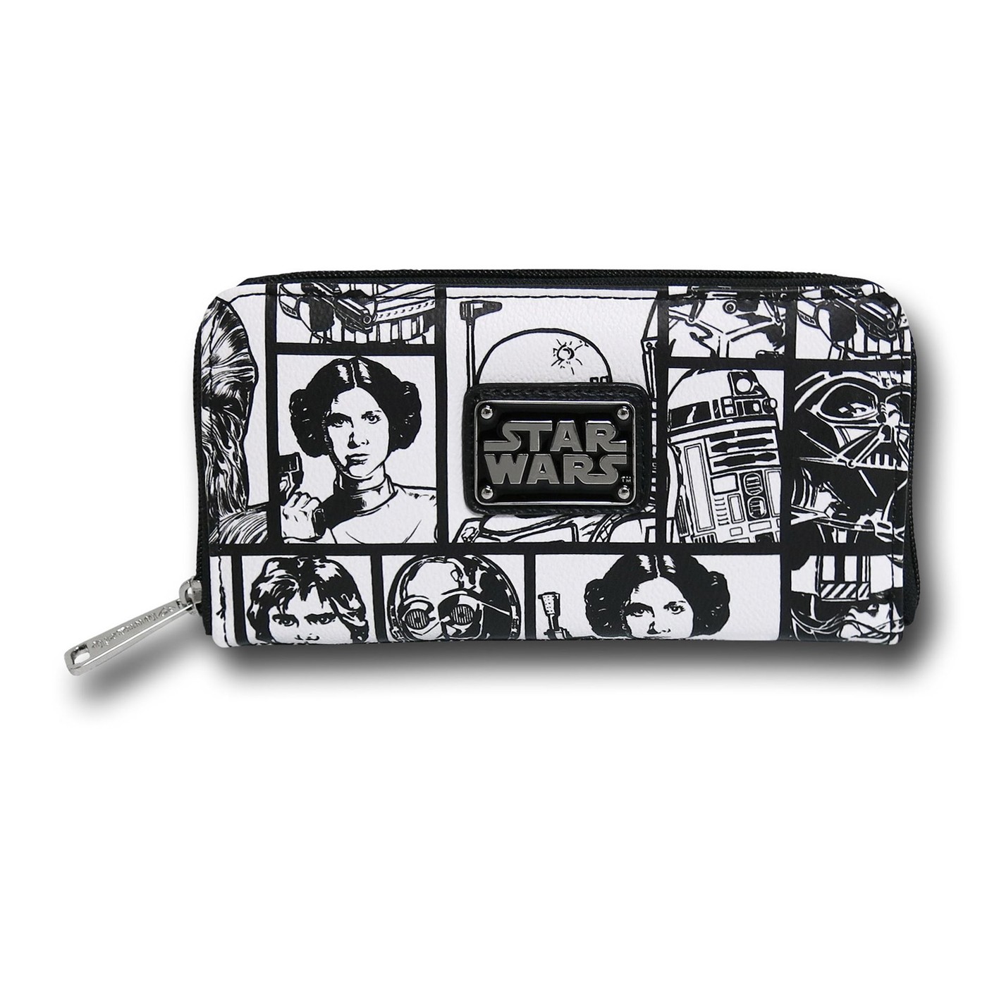 Star Wars Grid Faux Leather Zip-around Wallet, Black