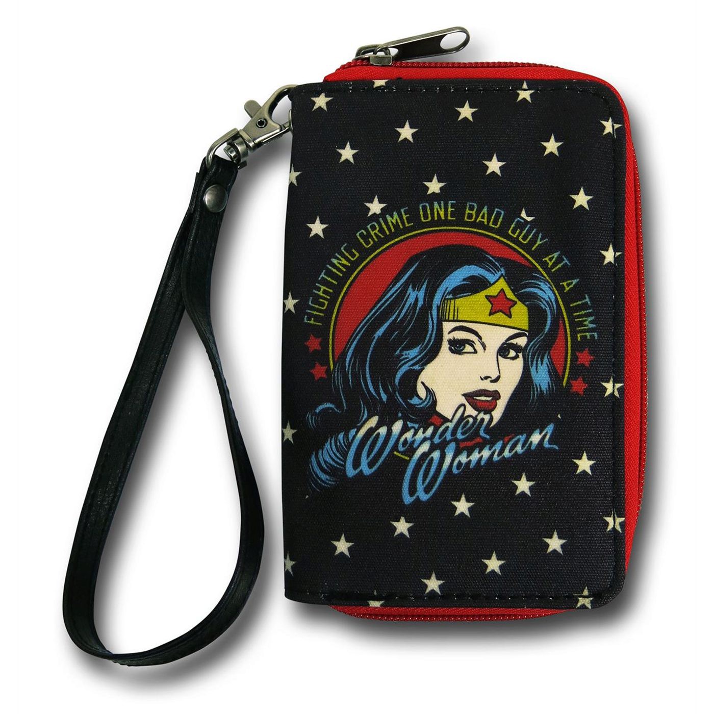 Wonder Woman Stars Zipper Wallet, Black