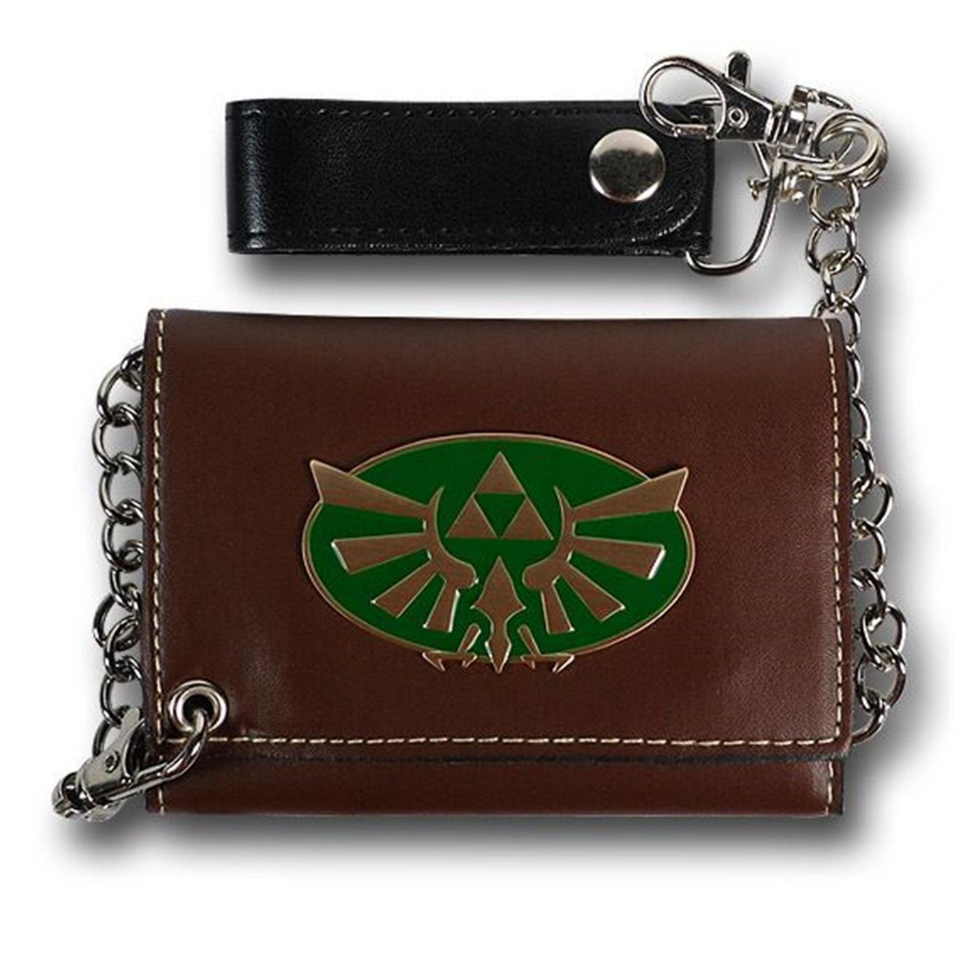 Zelda Green Badge Chain Wallet, Brown