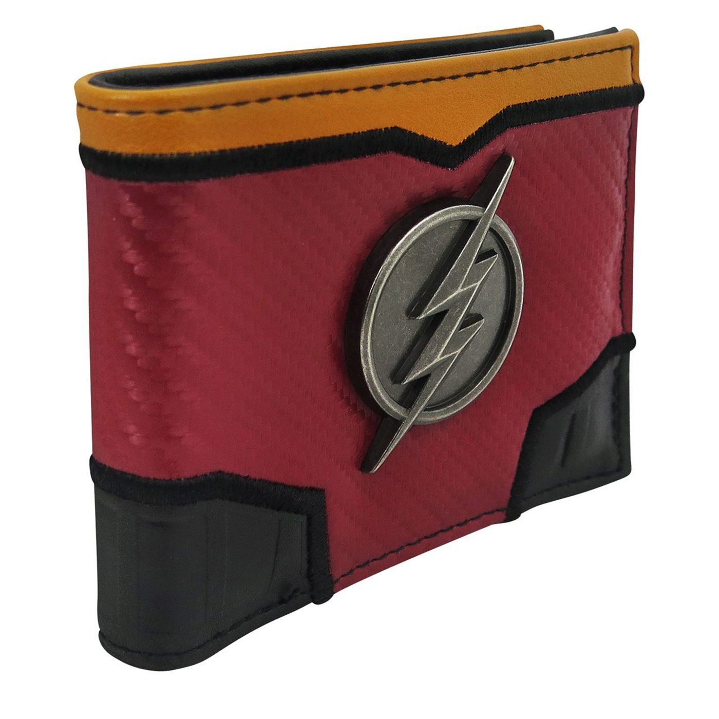 Flash TV Series Metal Symbol Carbon Fiber Bi-Fold Wallet, Red