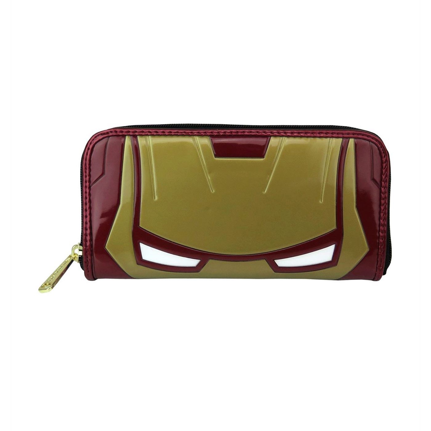 Iron Man Patent Leather Zipper Wallet, Red