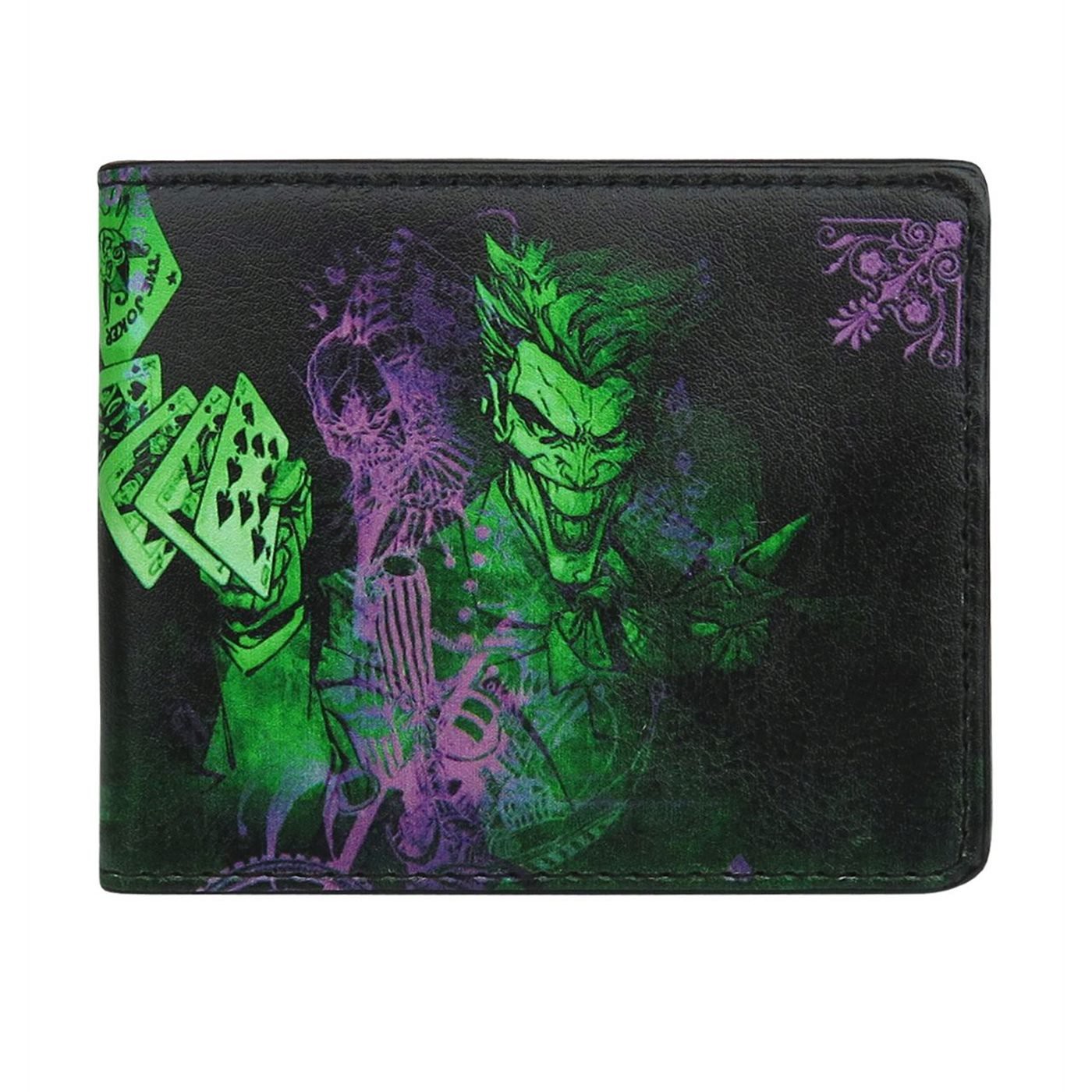 Joker Flipping Cards Bi-Fold Wallet, Green