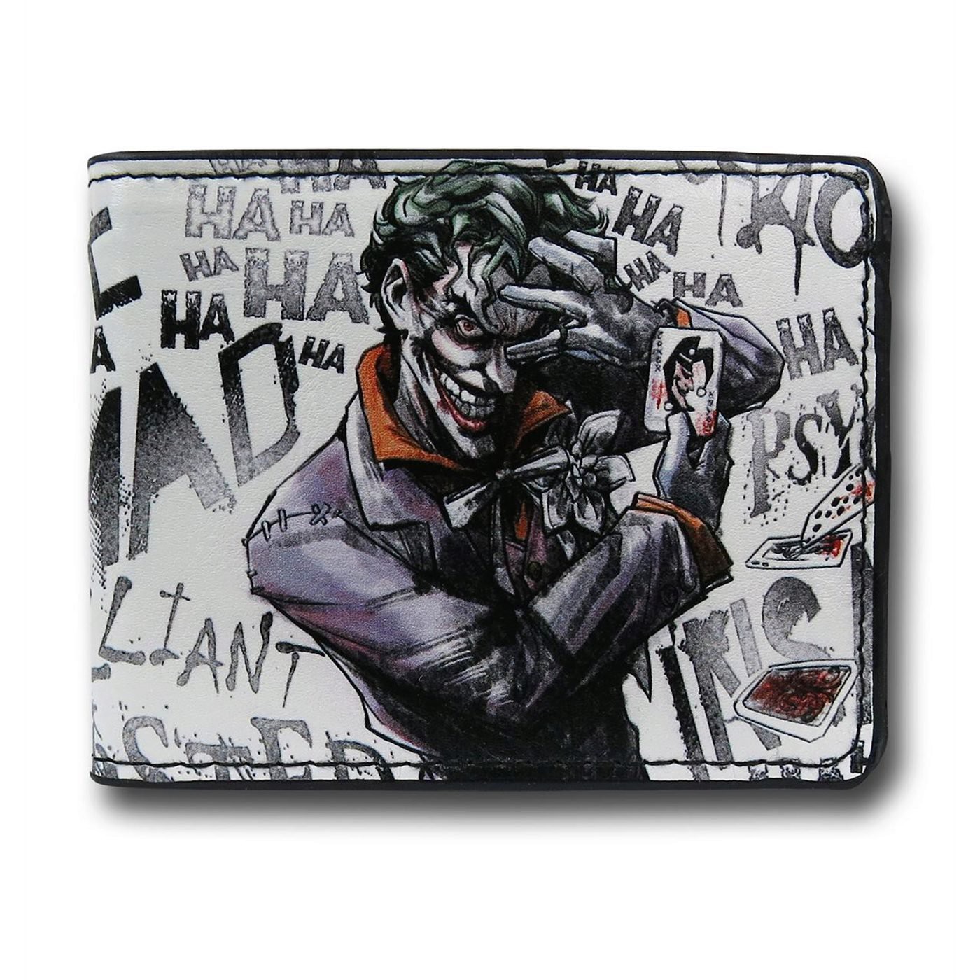 Joker Cards HA HA Men's Bi-Fold Wallet, White