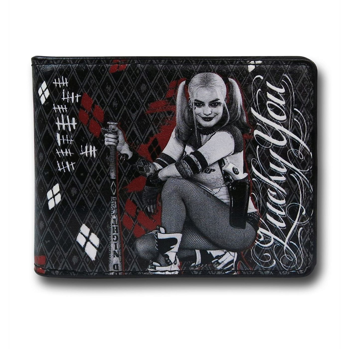 Suicide Squad Harley Quinn Lucky You Men's Bi-Fold Wallet, Black