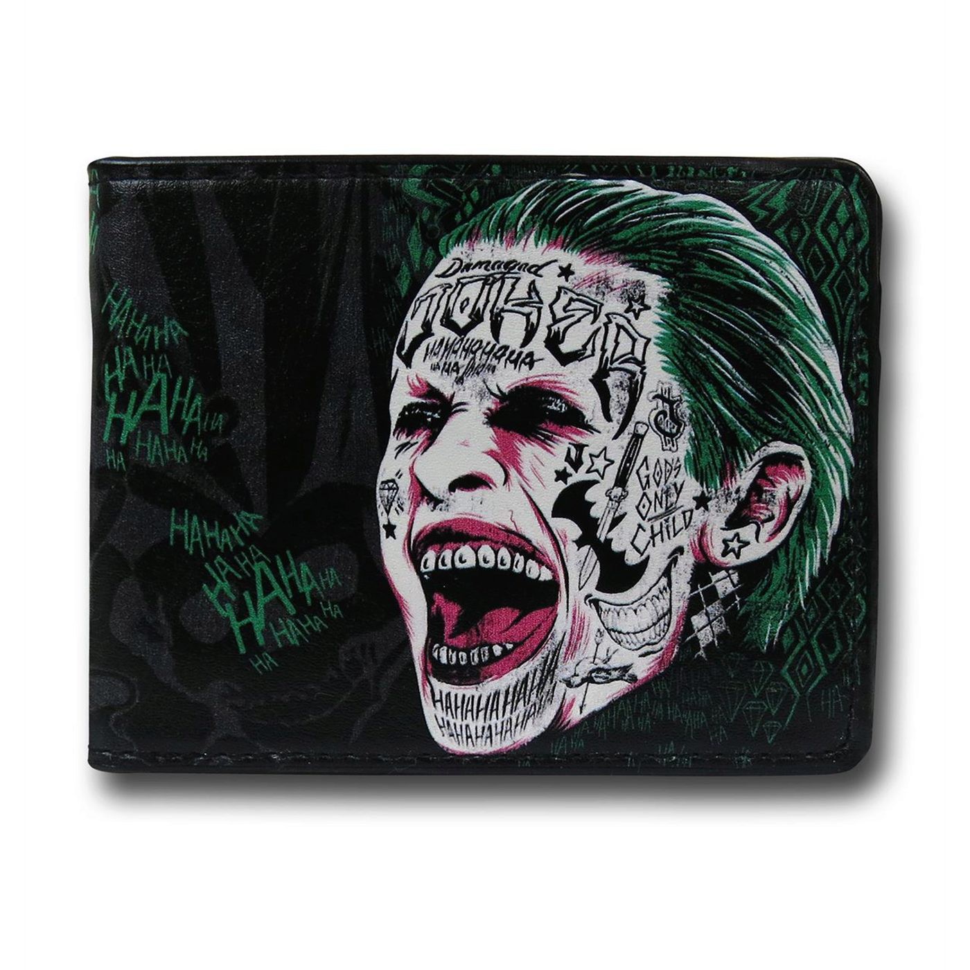 Suicide Squad Joker Scream Men's Bi-Fold Wallet, Green