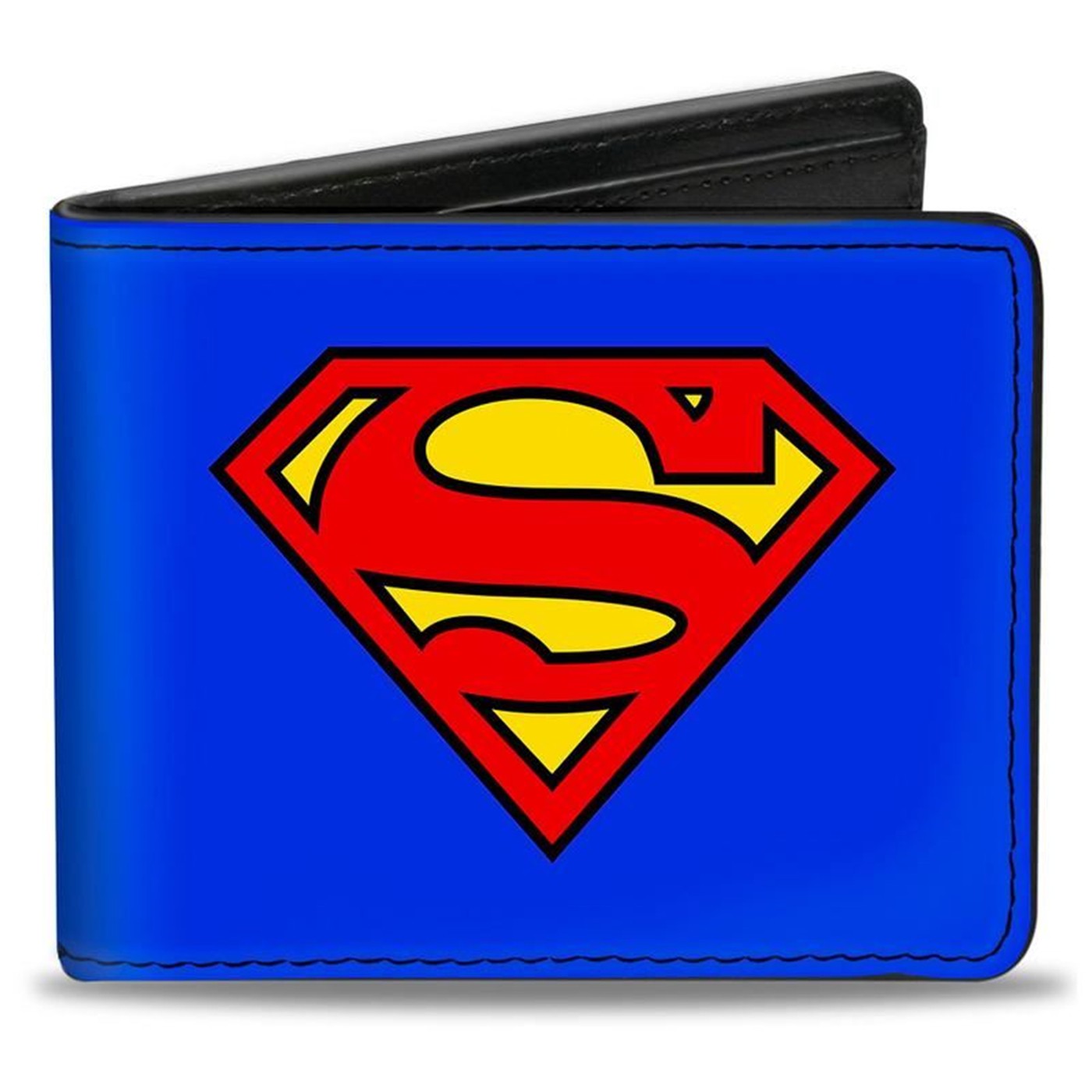 Superman Symbol on Blue Vegan Leather Bi-Fold Wallet, Blue