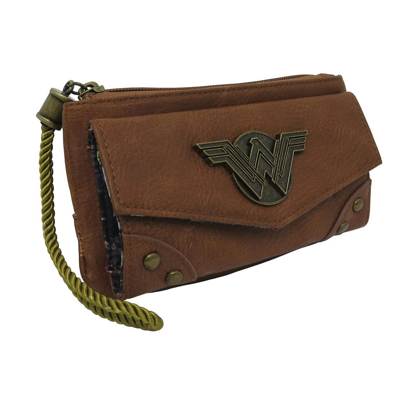 Wonder Woman Women's Camel Wristlet Wallet, Brown