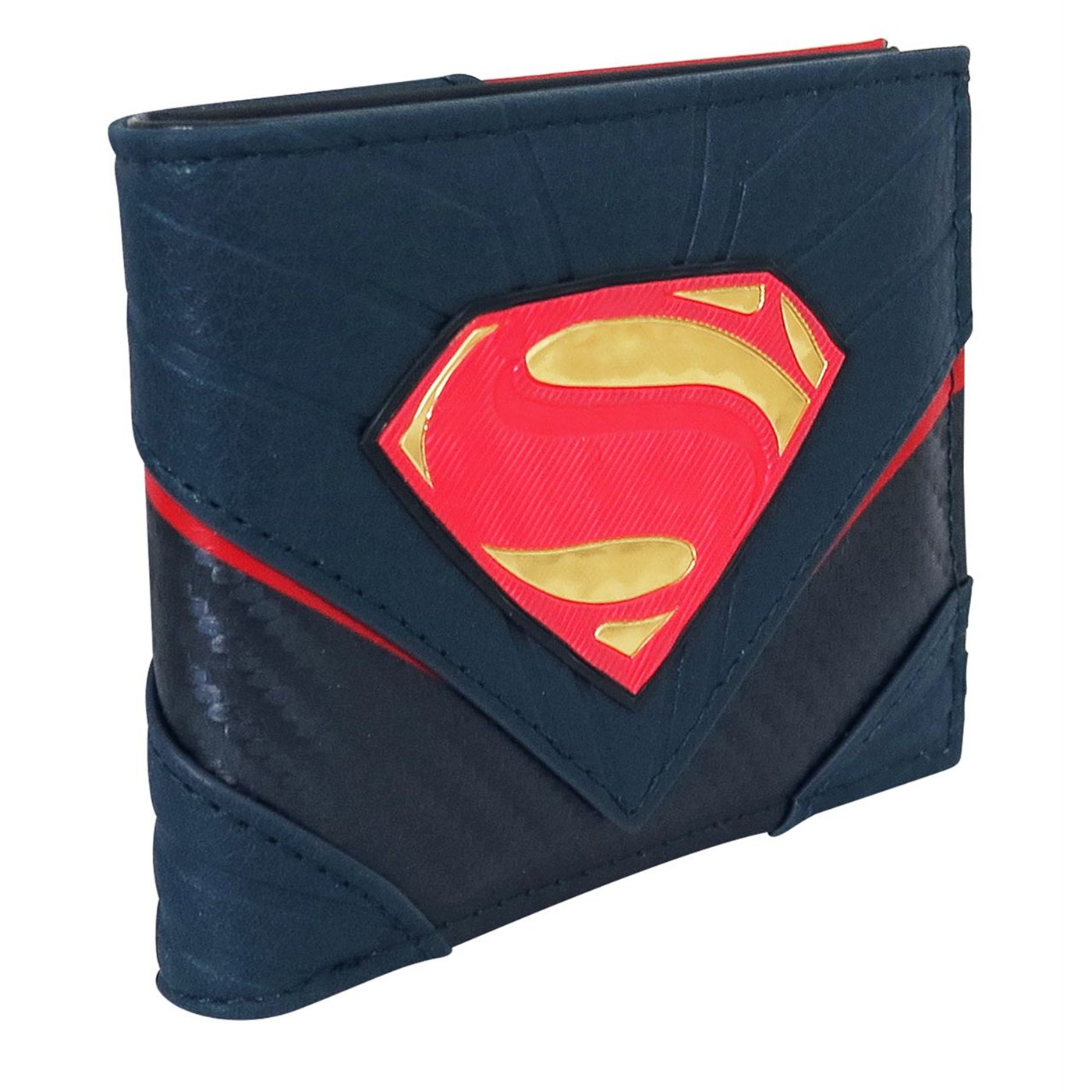Superman Logo Carbon Fiber Men's Bi-Fold Wallet, Blue