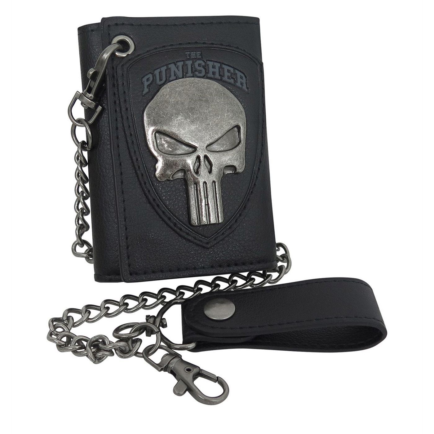 Punisher Metal Skull Chain Wallet, Black