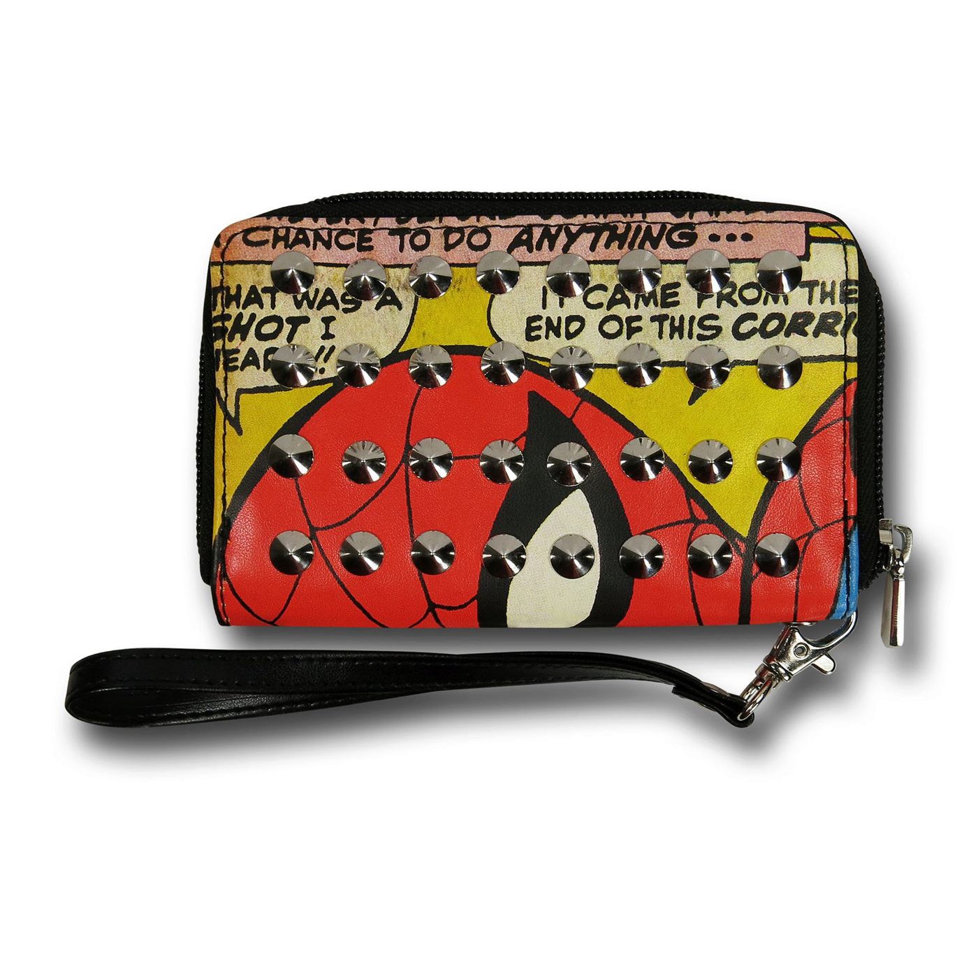 Spiderman Studded Zip Around Ladies Wallet, Red