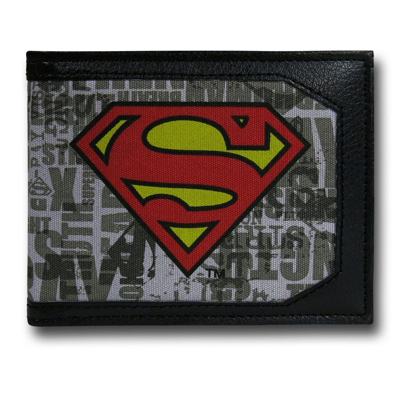 Superman Bi-Fold Symbols & Logos Canvas Wallet, Grey