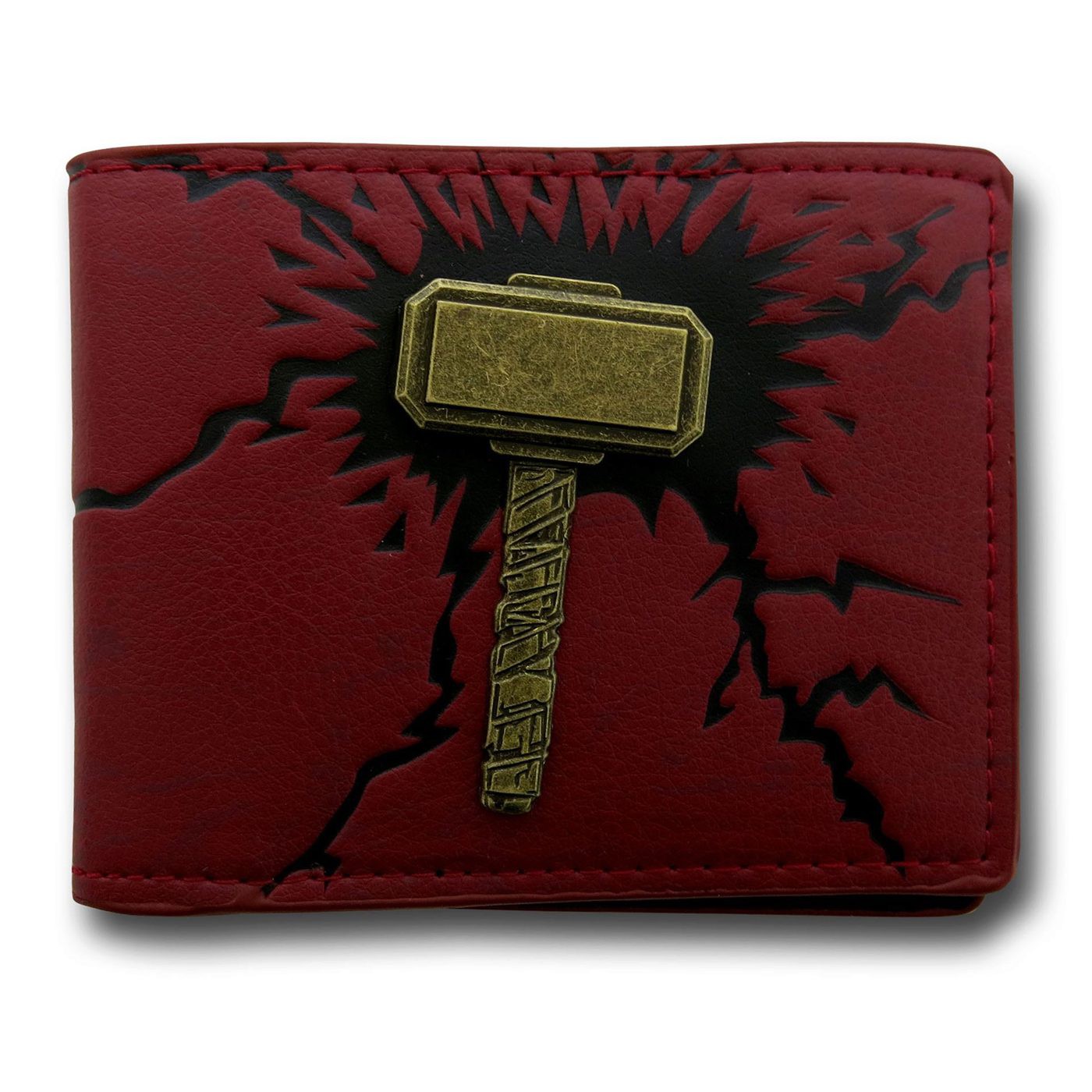 Thor Hammer on Red Bi-Fold Wallet, Red