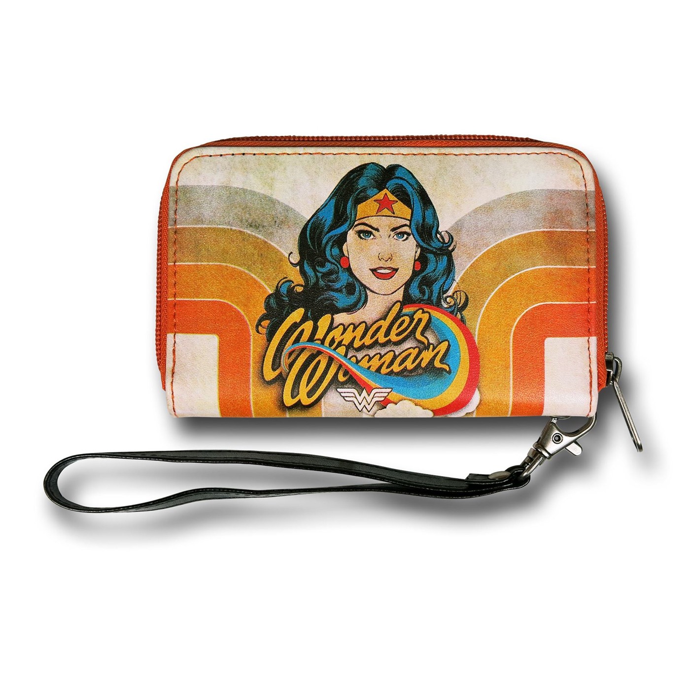 Wonder Woman Retro Zip Around Ladies Wallet, Orange