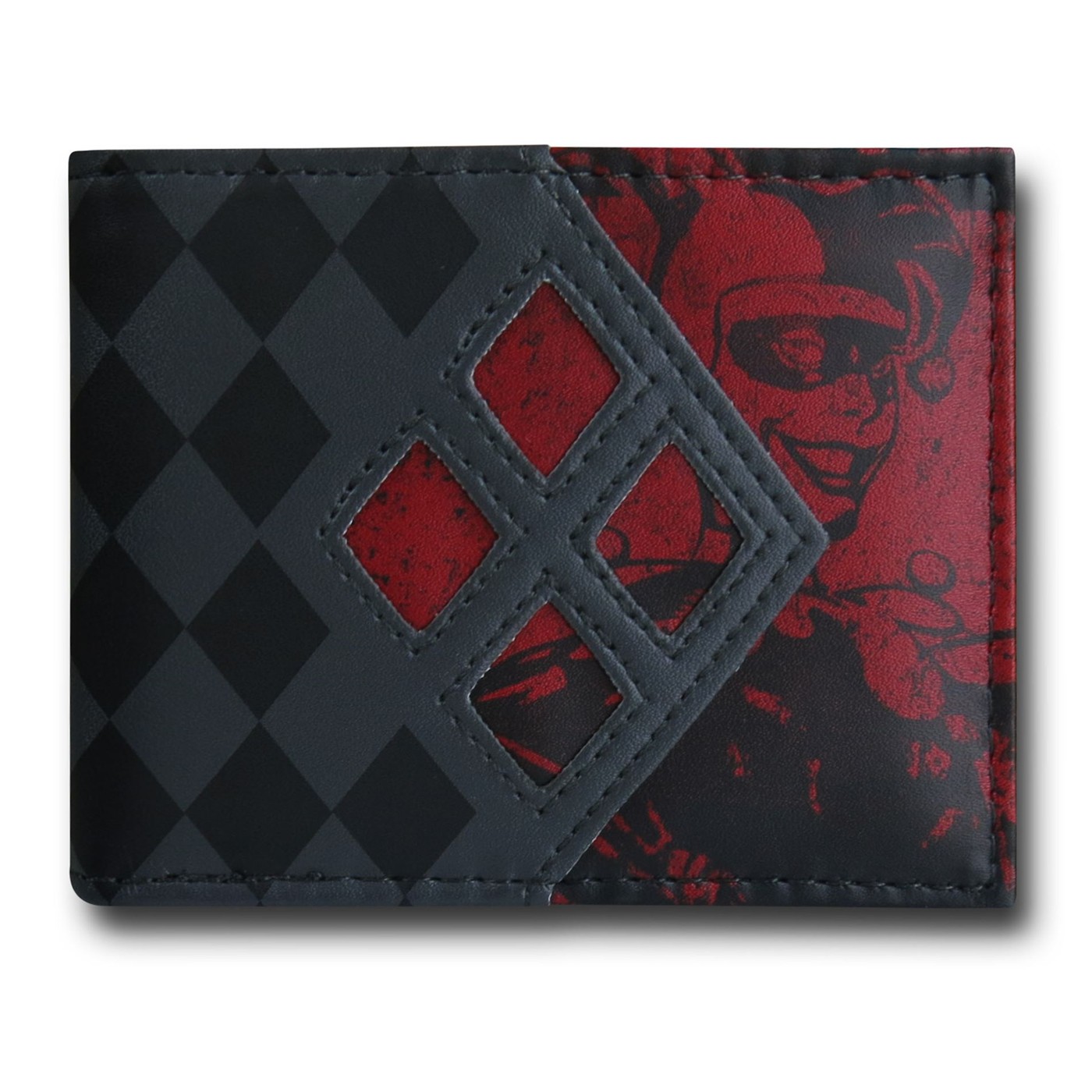 Harley Quinn Checkered Bi-Fold Wallet, Black