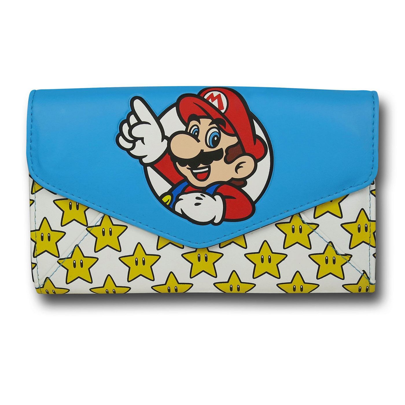 Mario Stars Women's Envelope Wallet, Blue