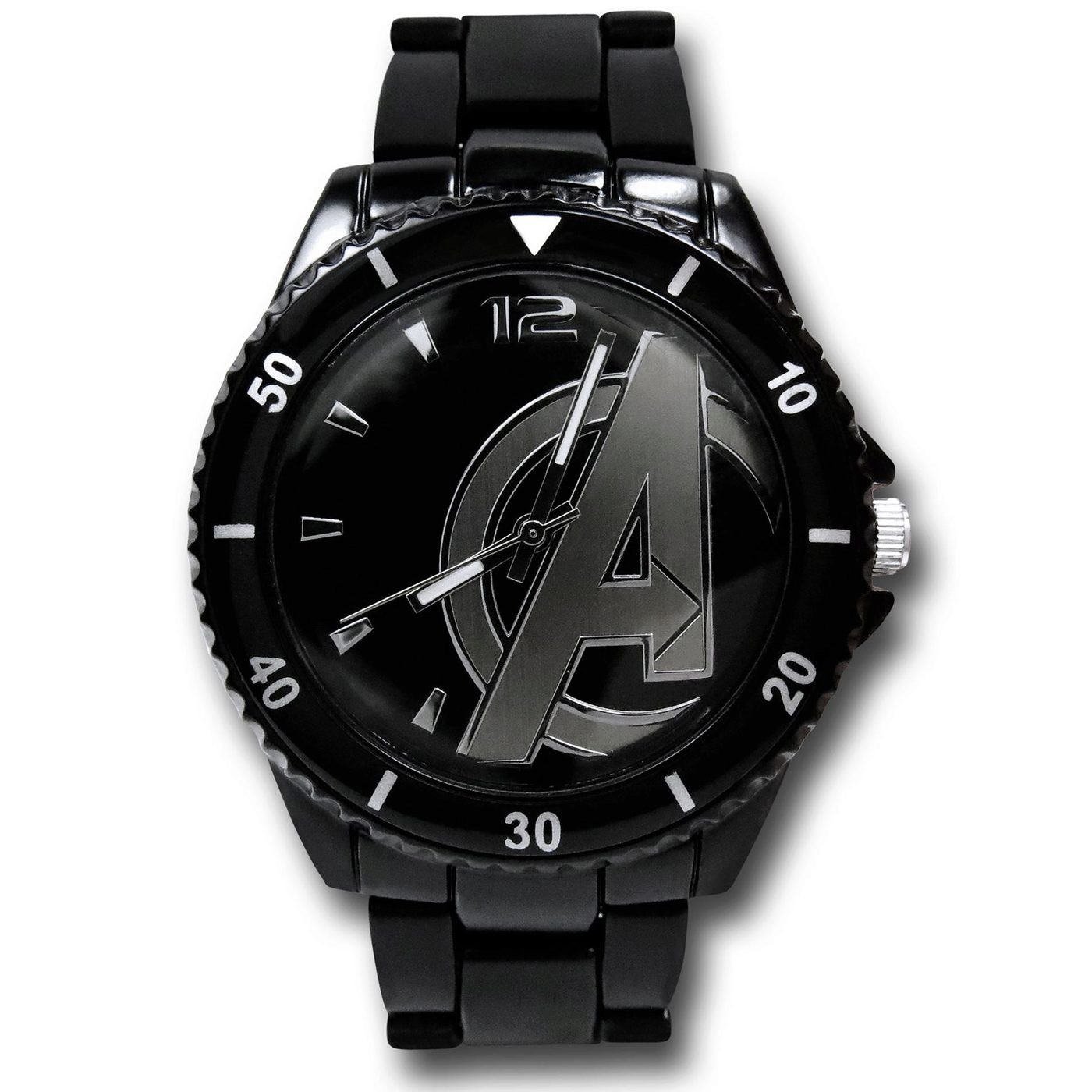 Avengers Symbol Black Watch with Metal Band, Black