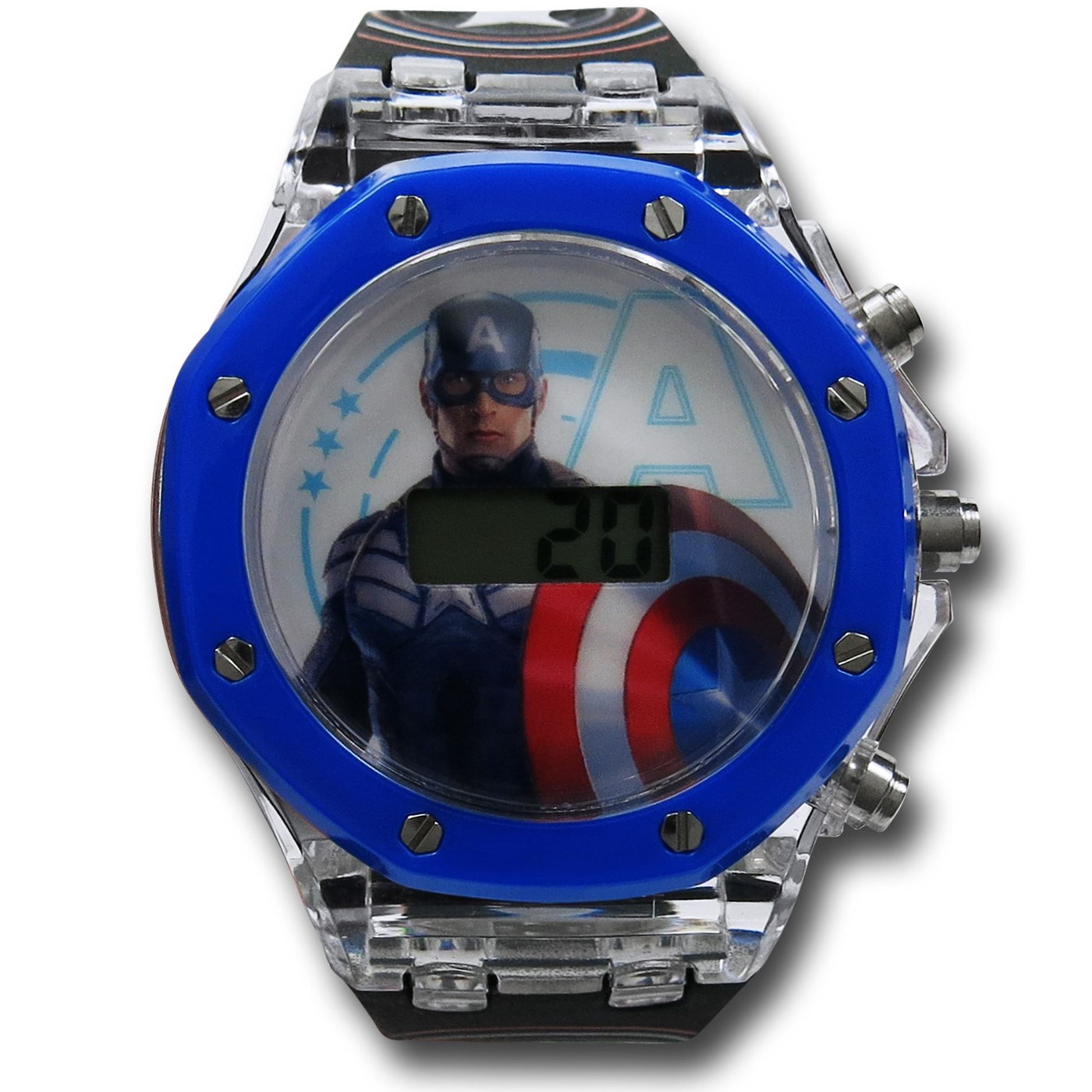 Captain America Light-Up Bezel Kids Watch, Black