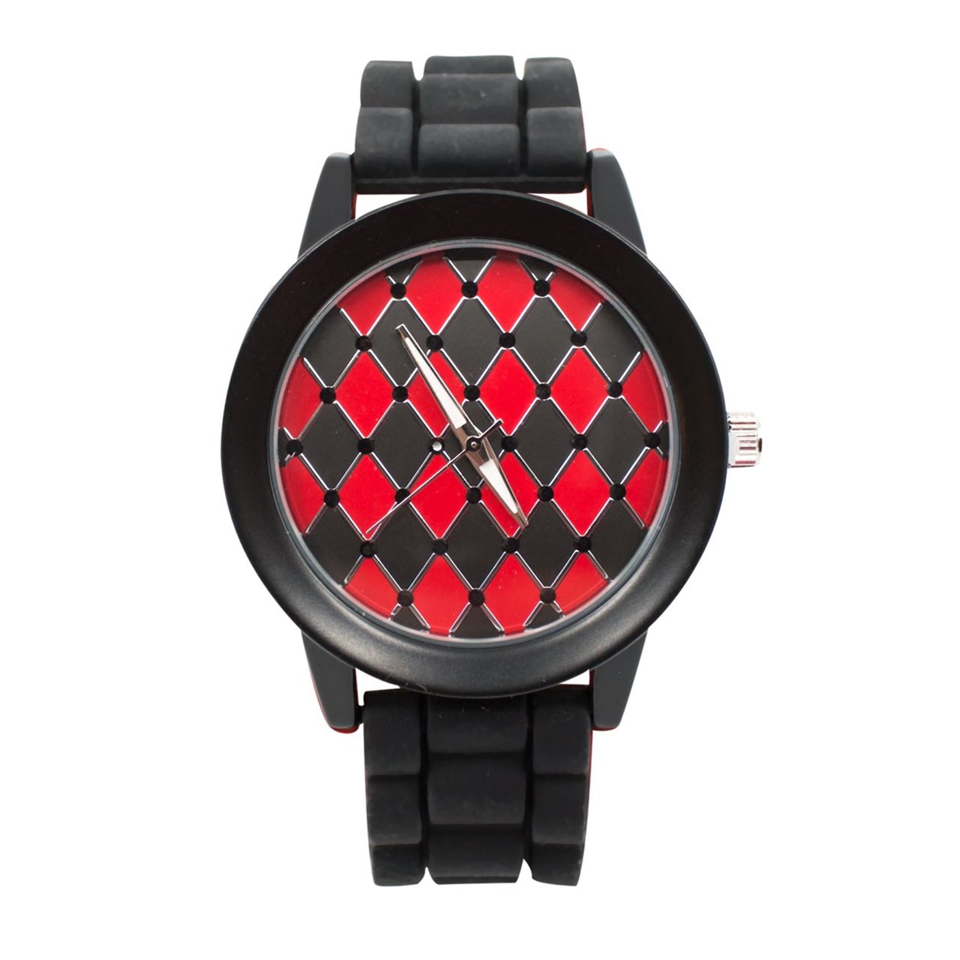 Harley Quinn Diamond Patter Watch with Rubber Band, Black
