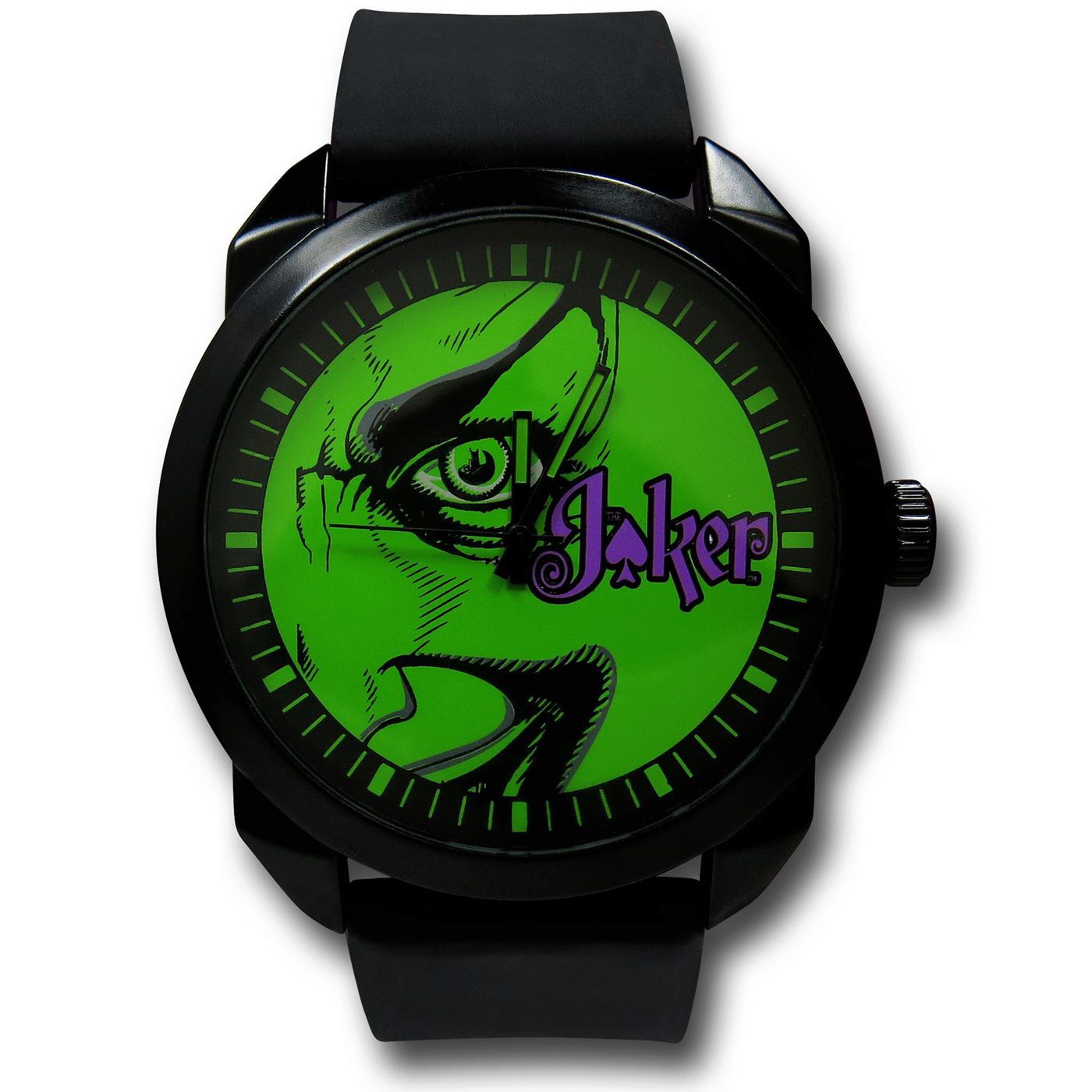 Joker Green Face Watch with Silicone Band, Black