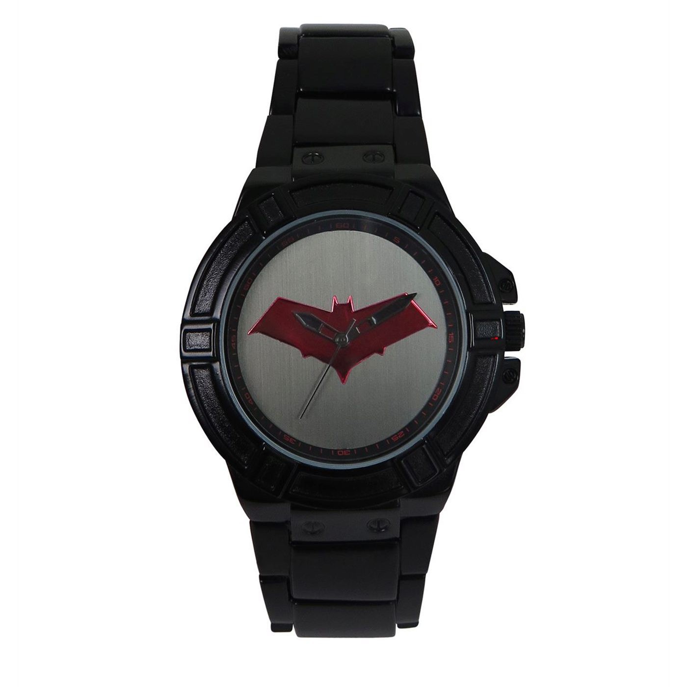 Red Hood Symbol Jason Todd Watch with Metal Band, Black