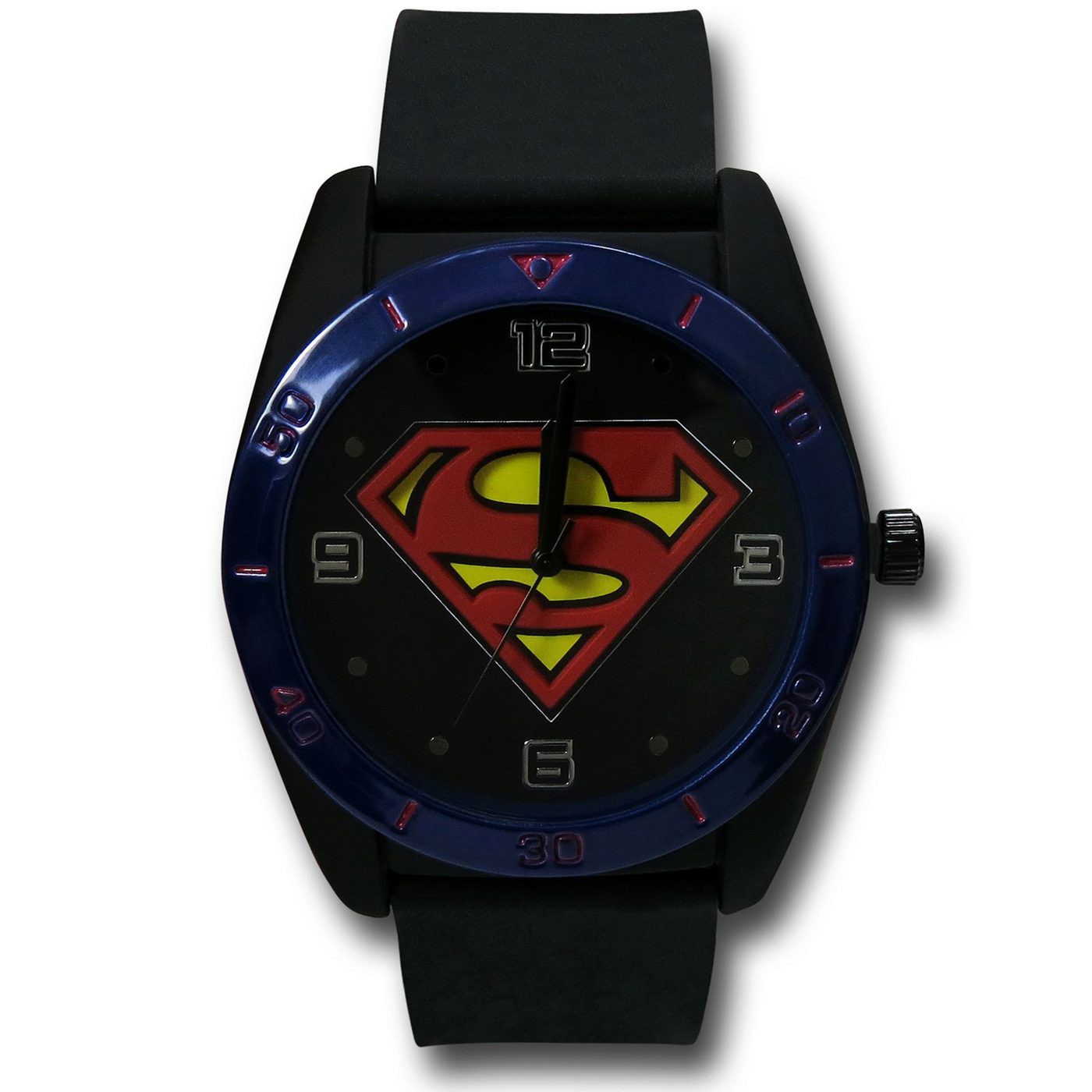 Superman Symbol Watch with Silicone Band, Black