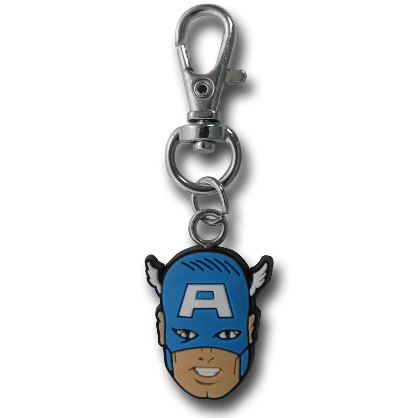 Captain America Head Zipper Pull, Blue