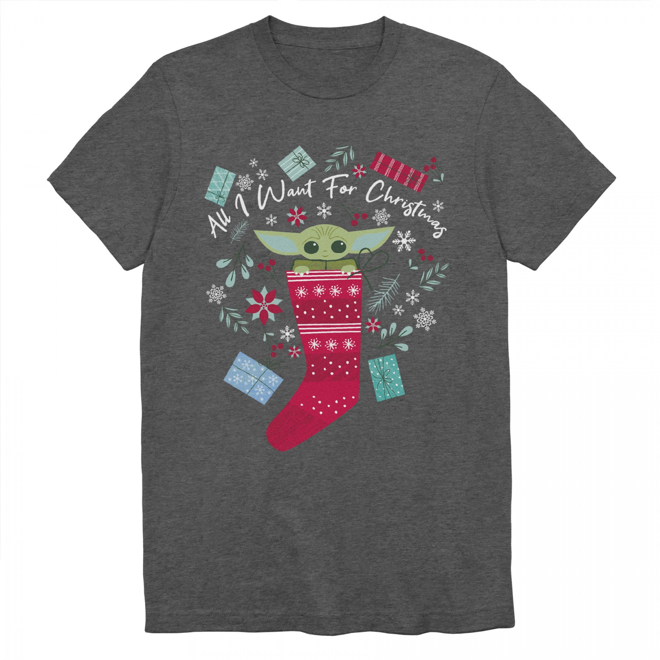 Star Wars Mandalorian The Child Stocking Stuffer T-Shirt, Grey