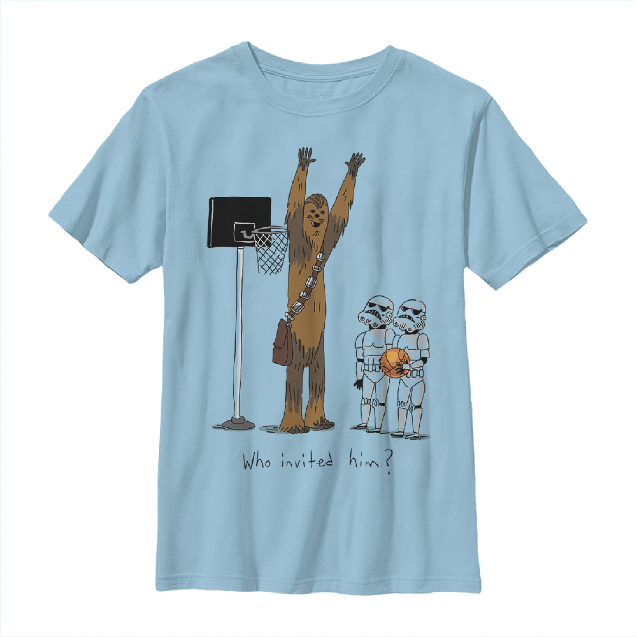 Star Wars Who Invited Him Chewbacca Playing Basketball T-Shirt, Blue