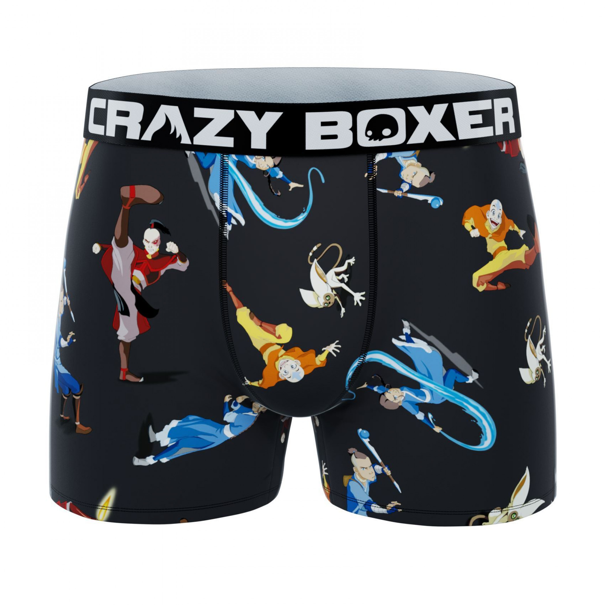 Crazy Boxers Avatar Action Poses Men's Boxer Briefs, Black