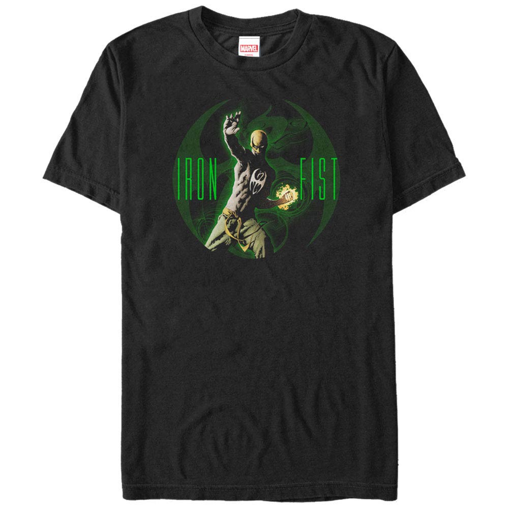 Marvel Teams Iron Fist Glowing Men's Black T-Shirt, Black