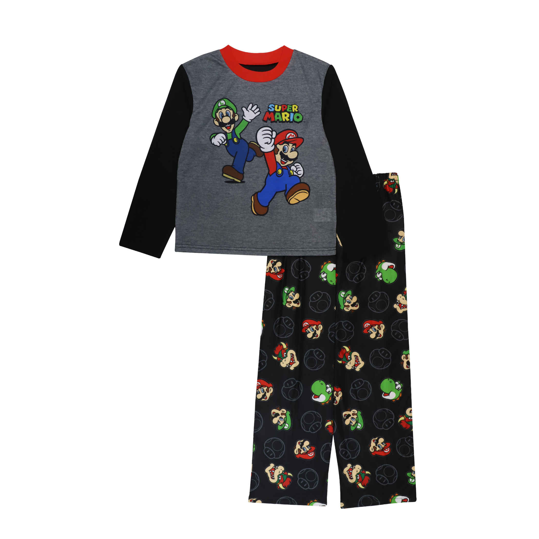 Super Mario Bros. Cast Collage 2-Piece Youth Pajama Set, Black