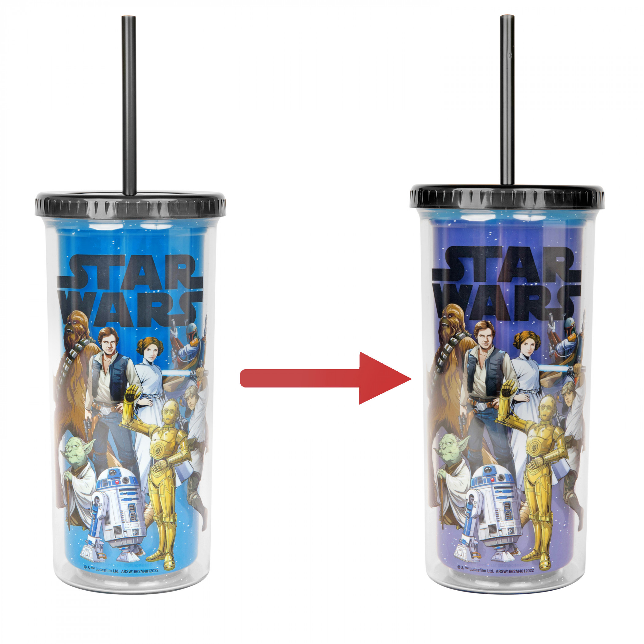 Star Wars Group Shot Color Changing Tumbler with Lid and Straw, Blue