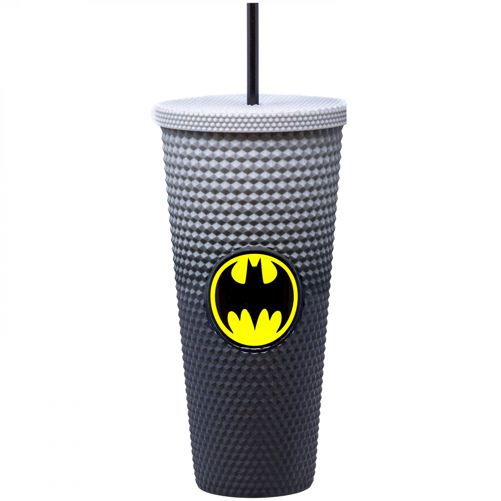 Batman Classic Logo Studded Travel Mug with Straw, Multi-Color
