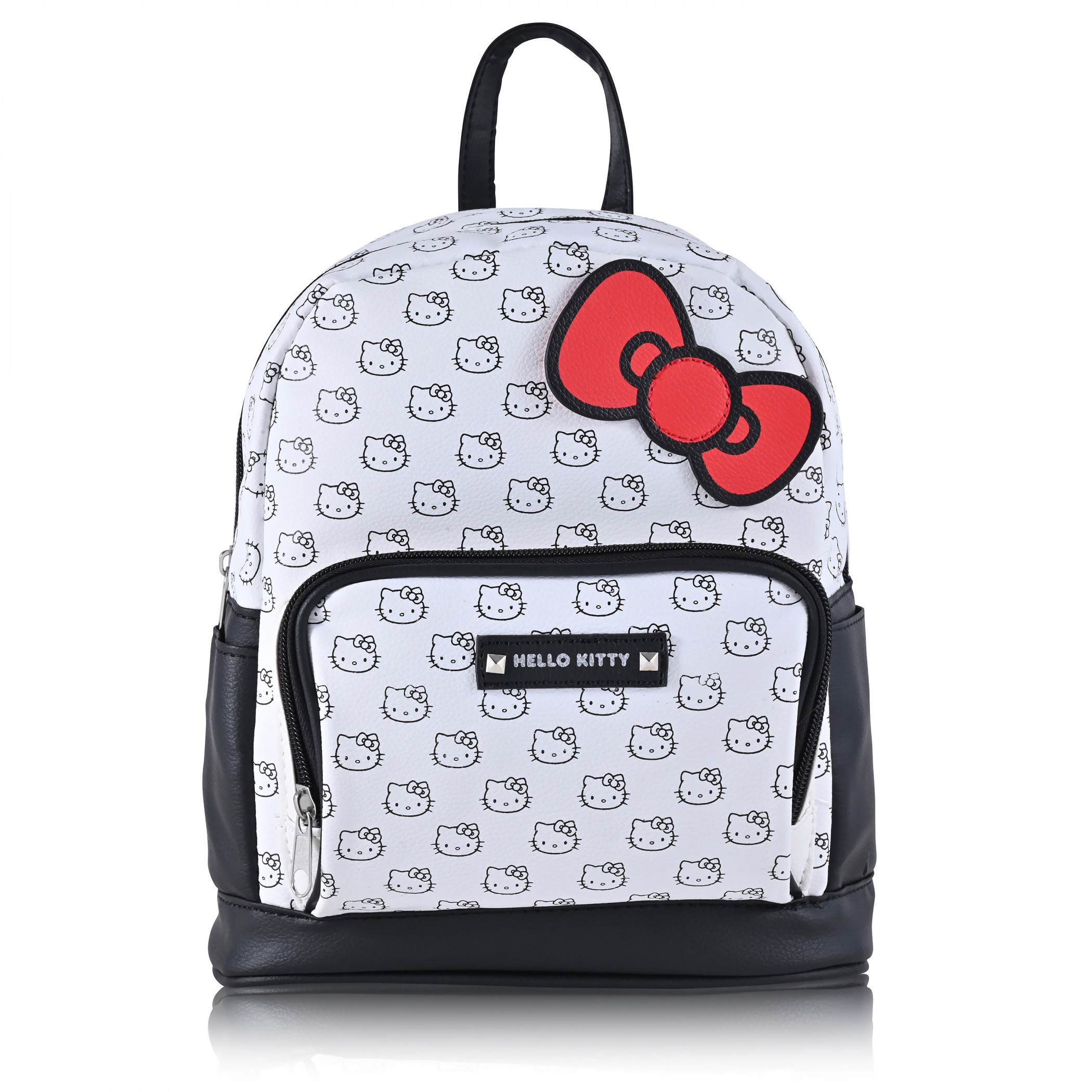 Hello Kitty Face Print 10' Mini Backpack with Bow, White
