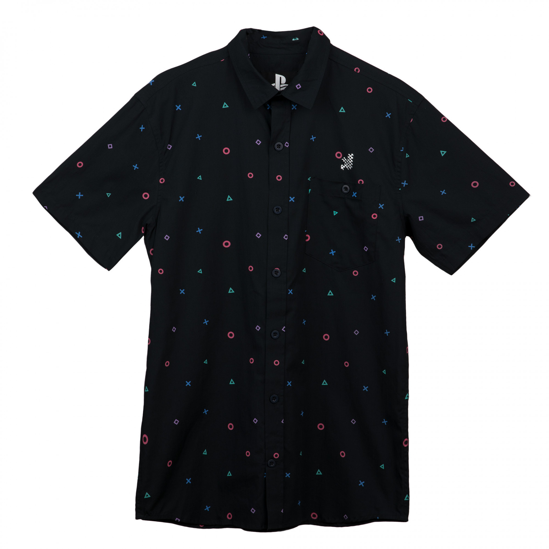 PlayStation Controller Buttons Button Down Shirt, Black