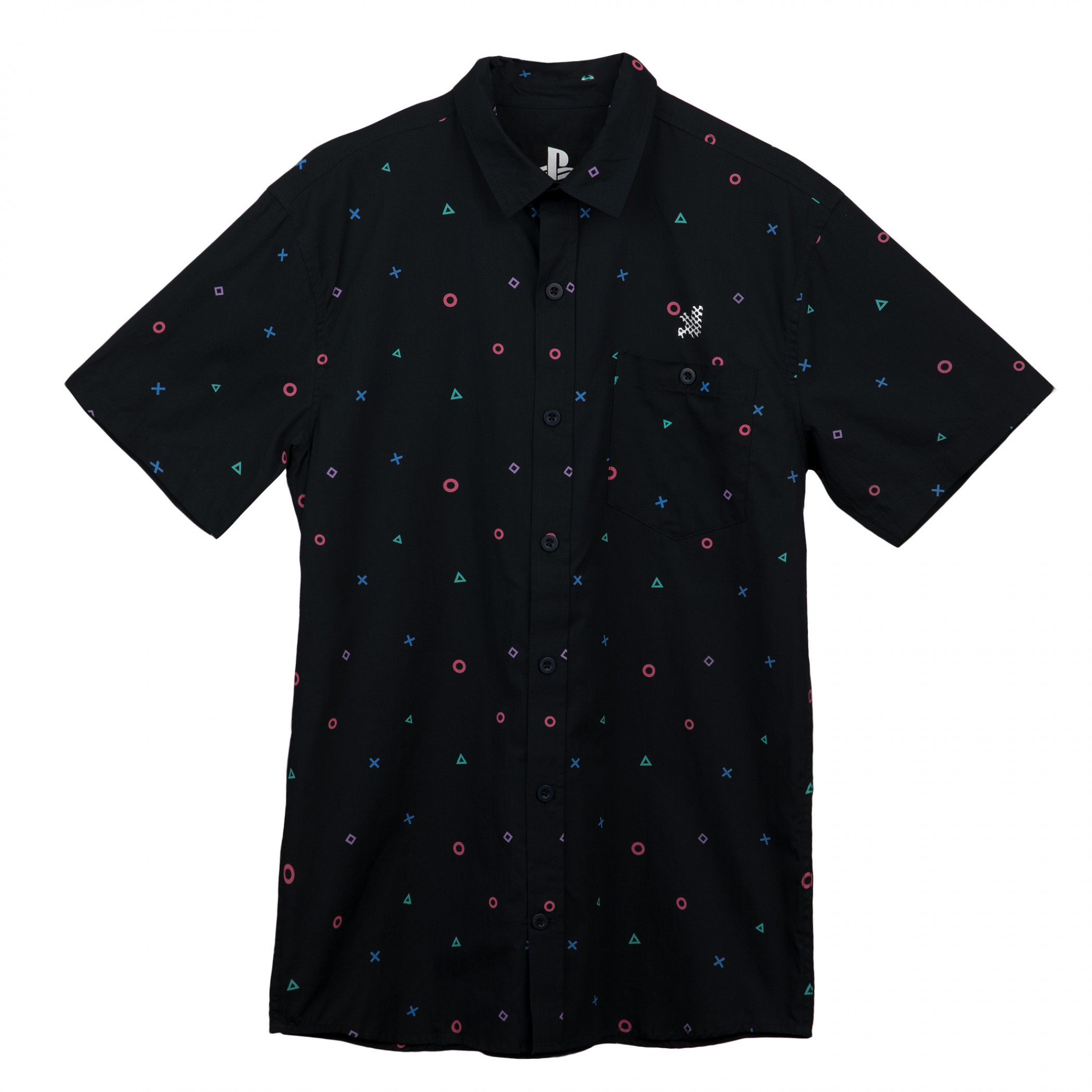PlayStation Controller Buttons Button Down Shirt, Black