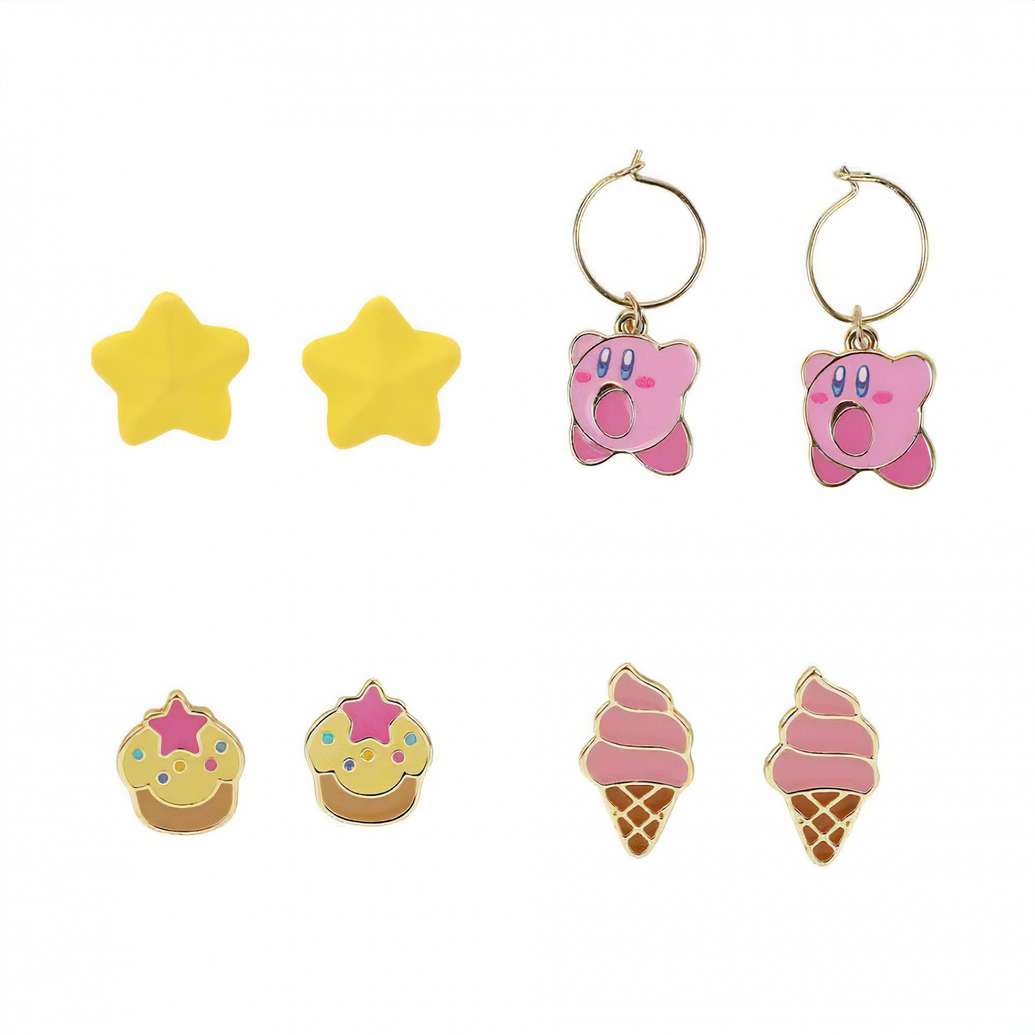 Kirby Power Ups 4-Pack Variety Earring Set, Multi-Color