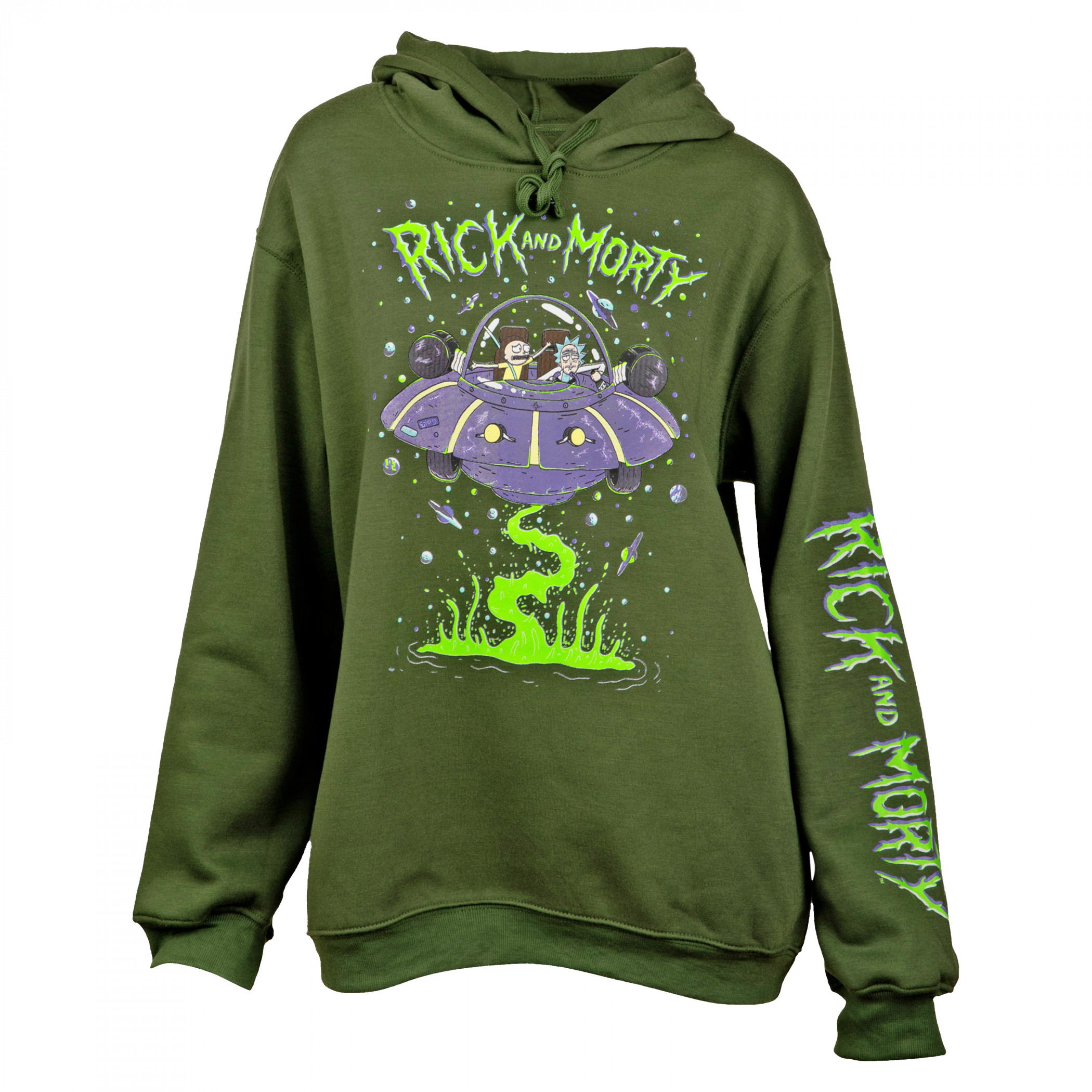 Rick and Morty Space Cruiser Women's Tunic Hoodie, Green
