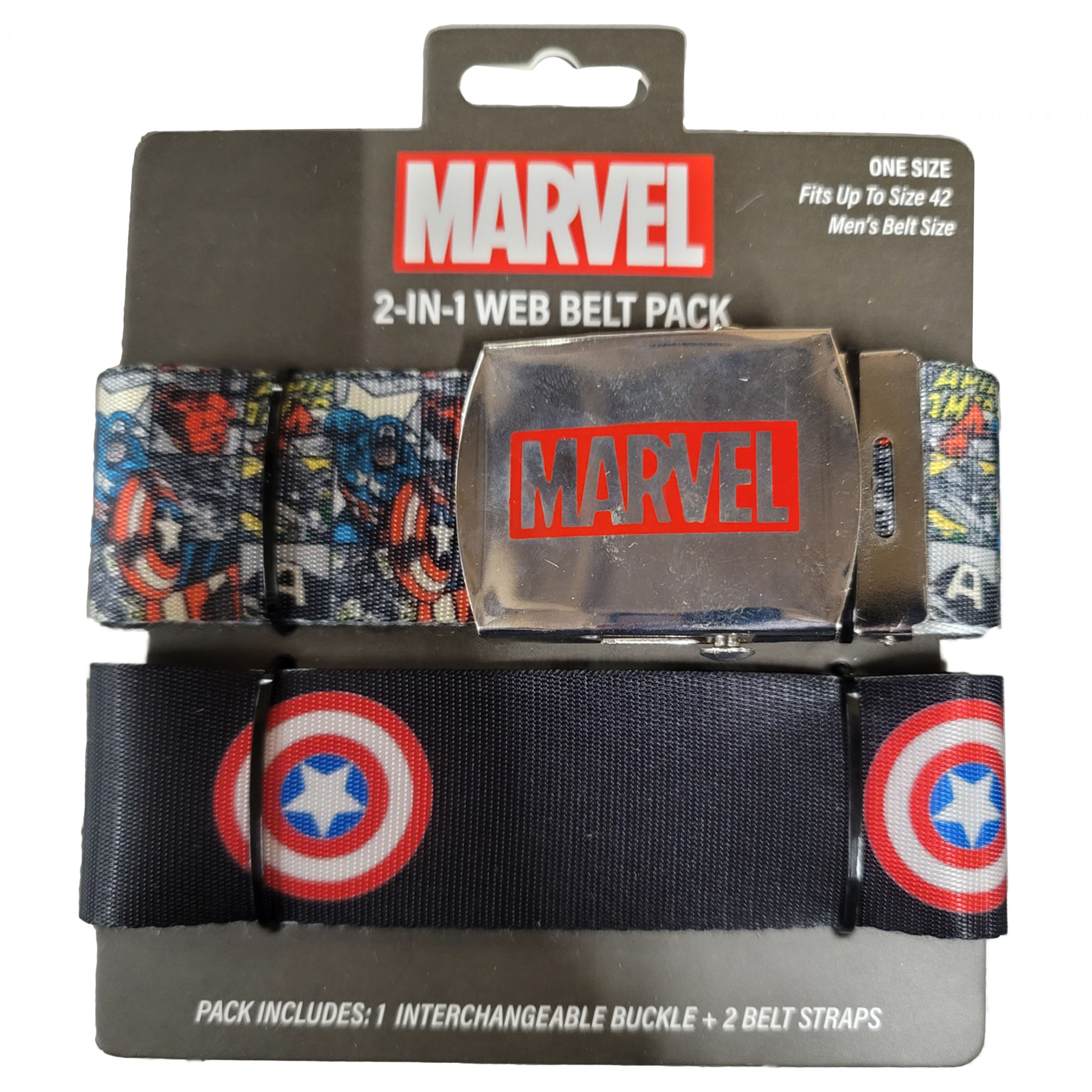 Captain America Marvel Retro Logo 2-in-1 Web Belt Pack, Multi-Color