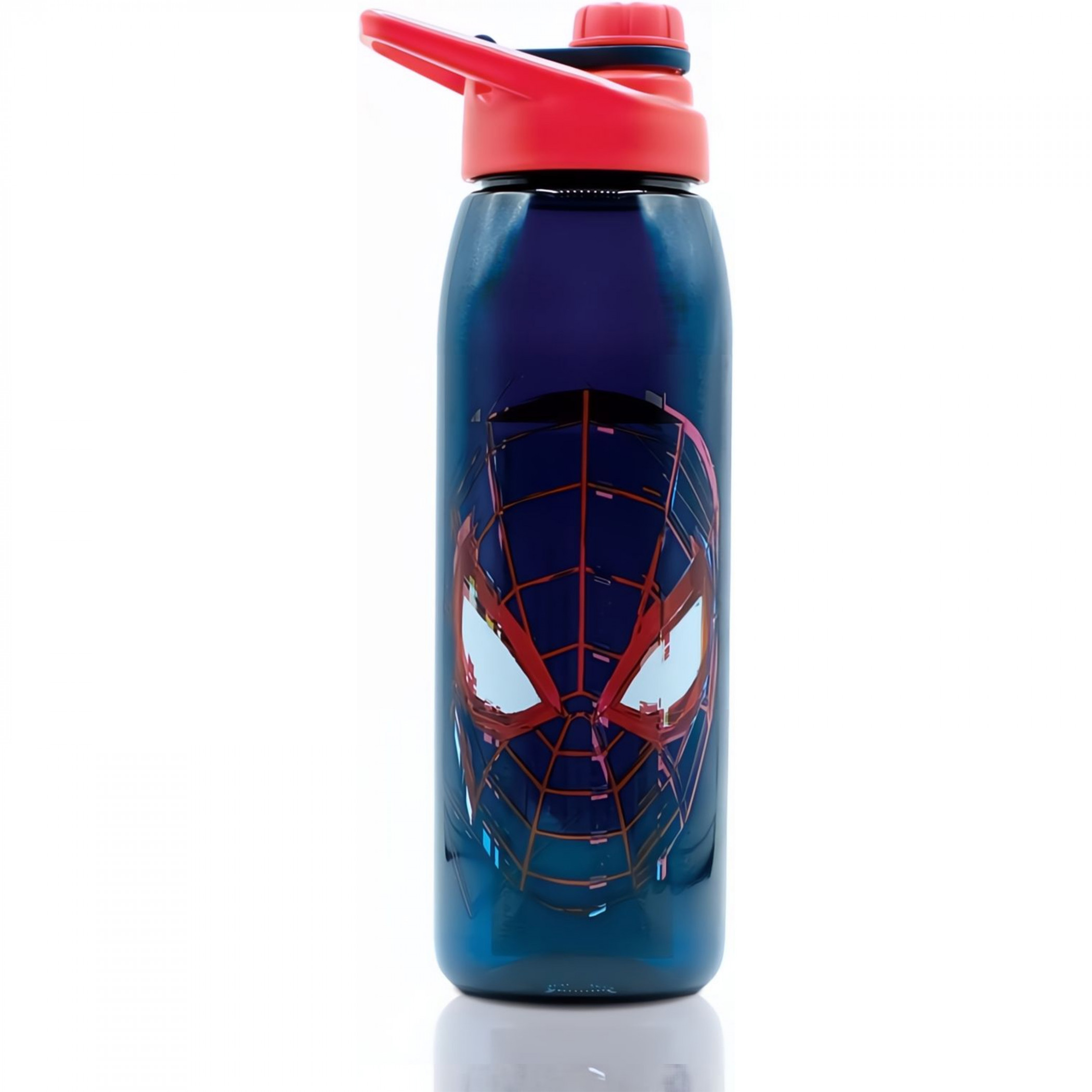 Spider-Man Miles Morales Mask 28 Ounce Water Bottle with Screw Lid, Black