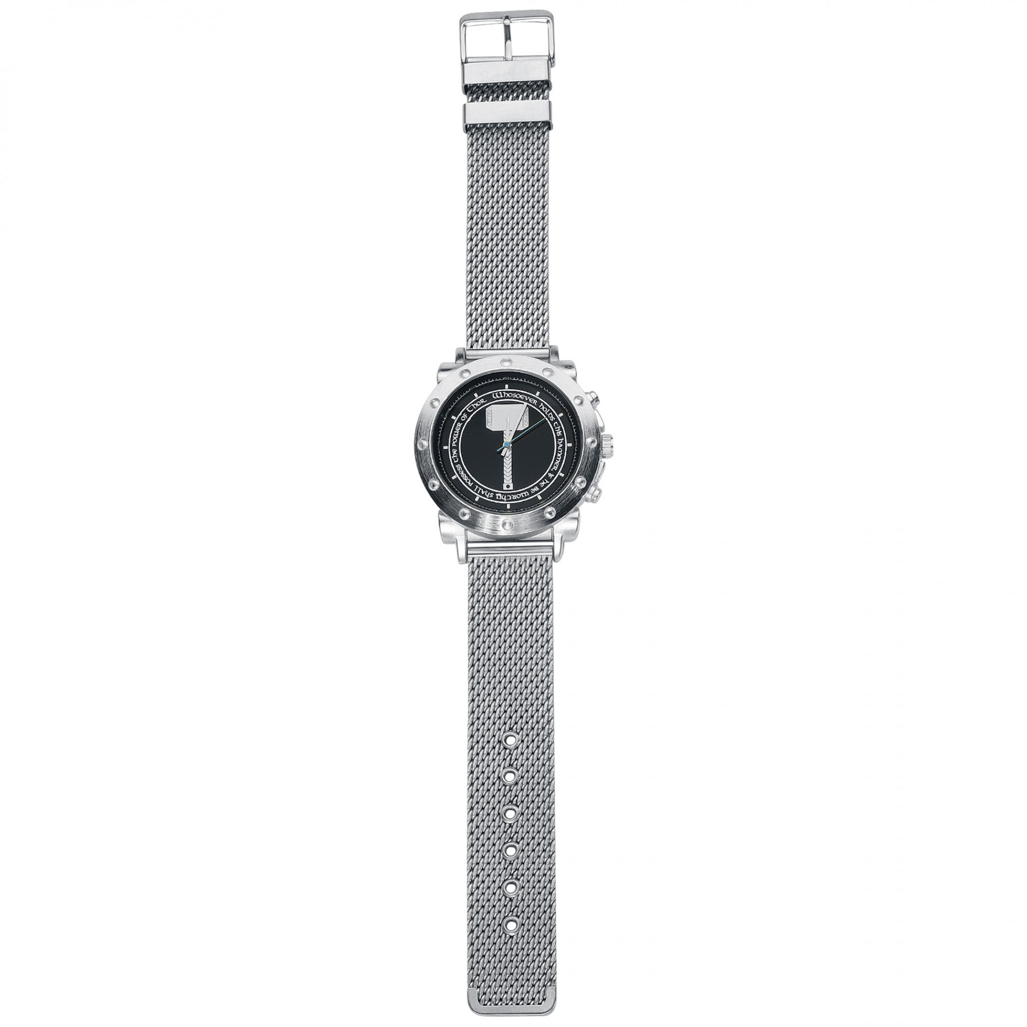 Marvel Comics Thor's Hammer Mjolnir Watch with Metal Band, Silver