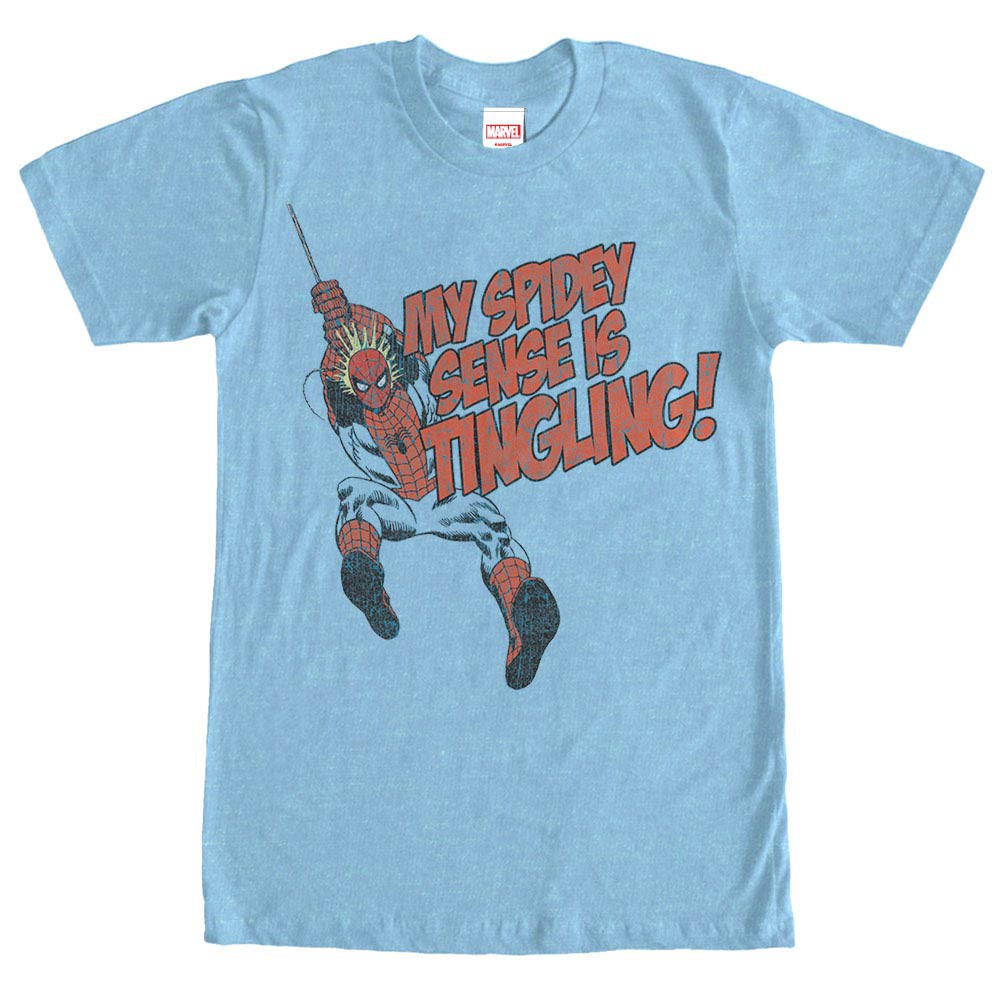 Spider-Man Spidey Senses Tingling Mens Blue T-Shirt, Blue