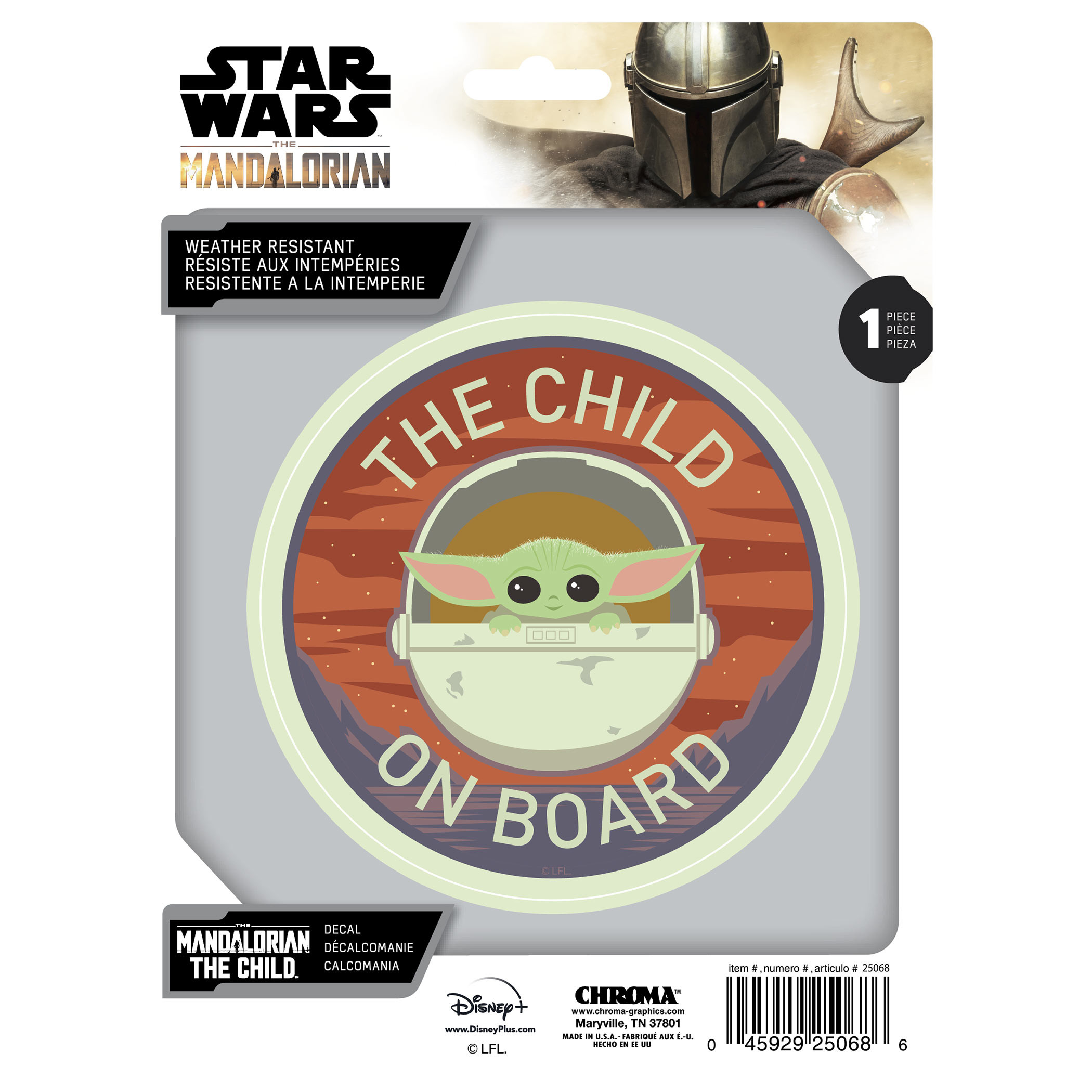 Star Wars The Mandalorian The Child On Board Desert Decal, Multi-Color