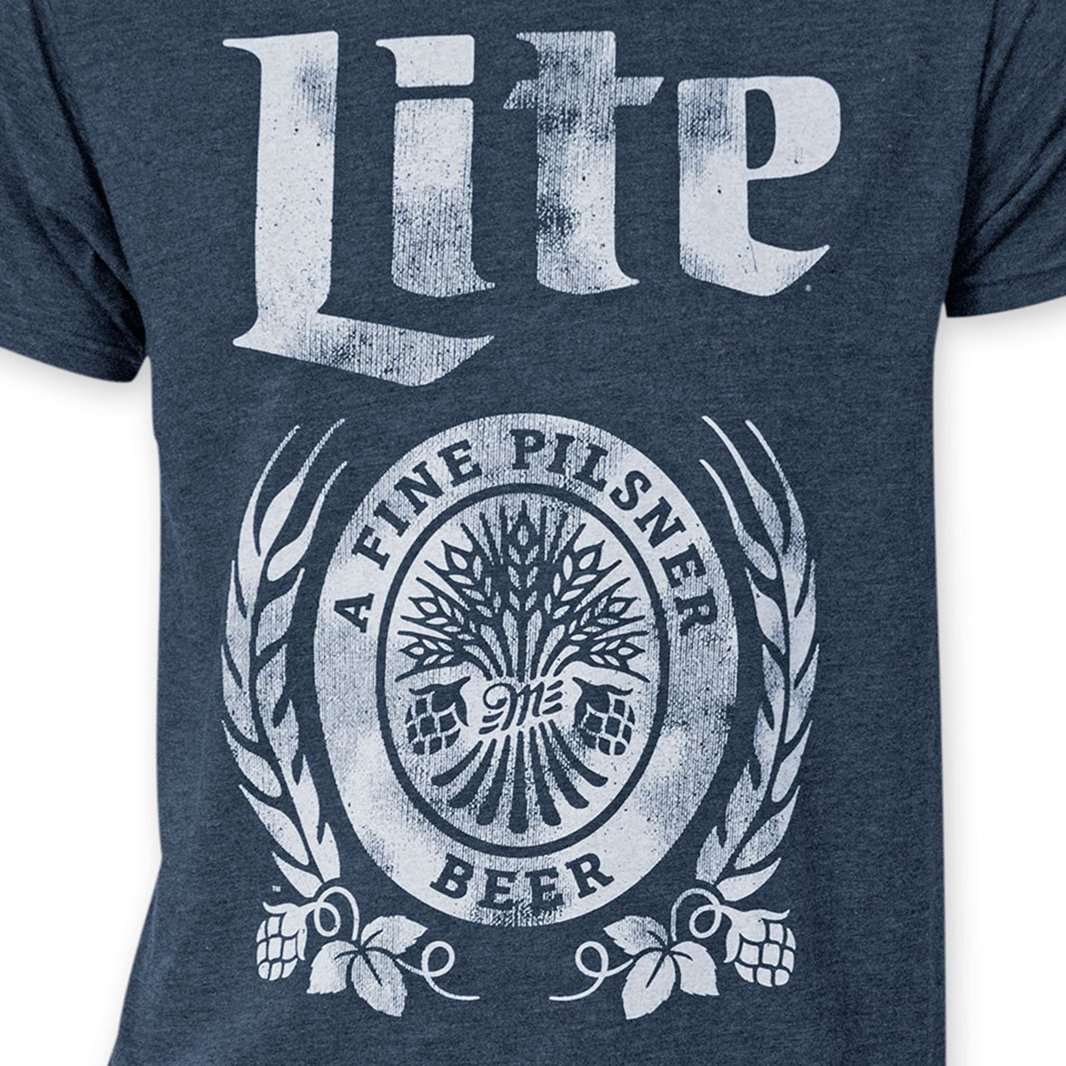 Miller Lite Distressed Logo Navy Blue T-Shirt