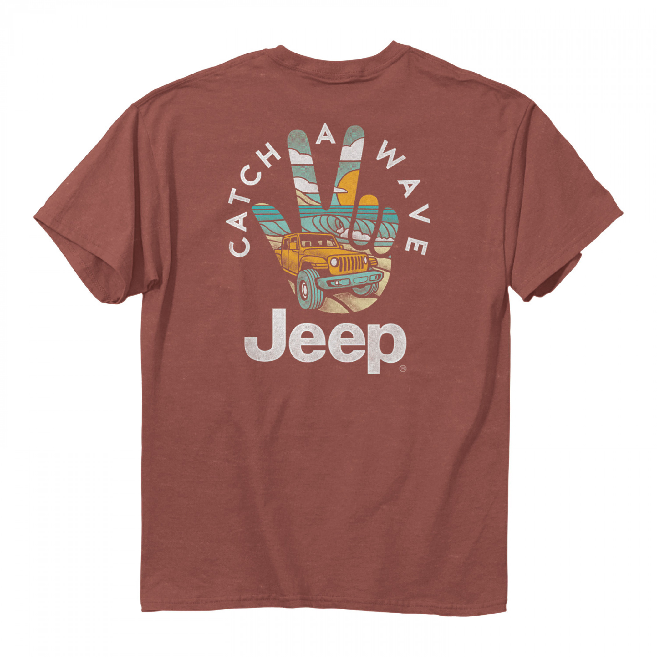 Jeep Catch a Wave Front and Back Print Pigment Dyed T-Shirt