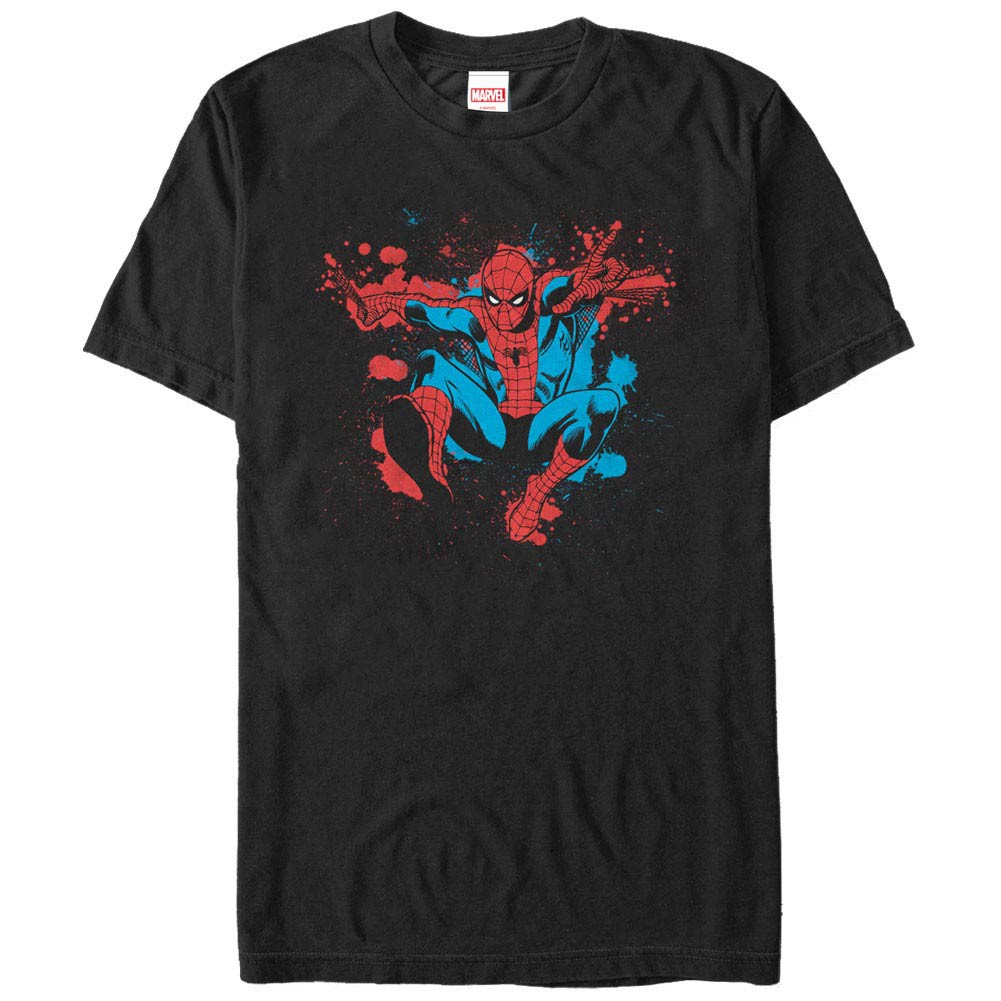 Spiderman Spider Splatter Black Mens T-Shirt